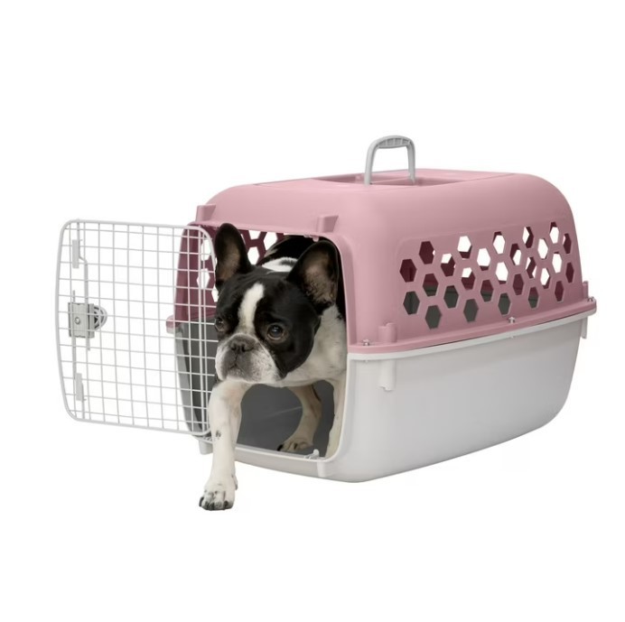 Vibrant Life Portable Plastic Dog Kennel 26″ Pink Pet Crate, New, Sale