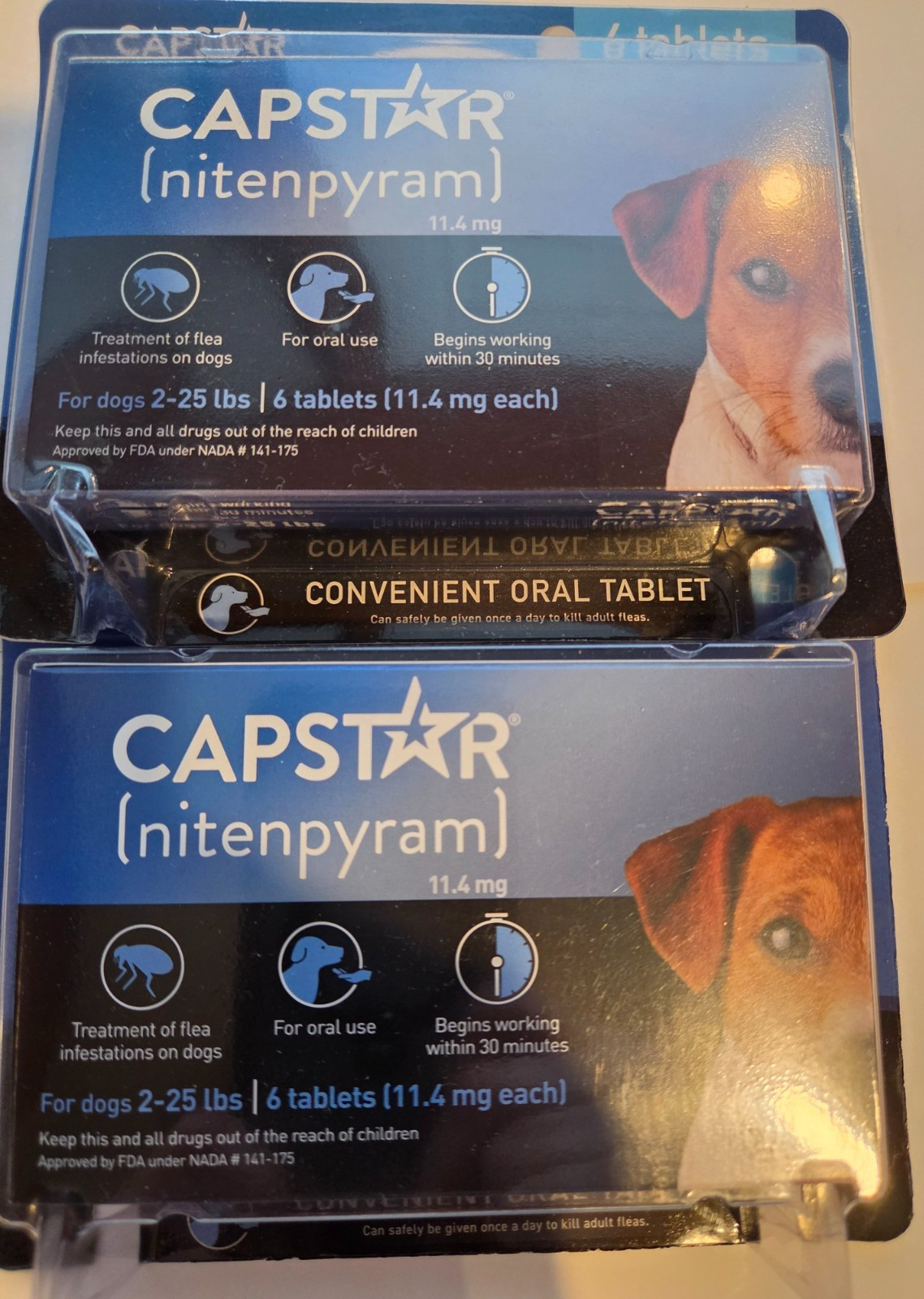 2 x CAPSTAR Fast-Acting Oral Treatment for Small Dogs 2-25 lbs. 6 Tabs Each box