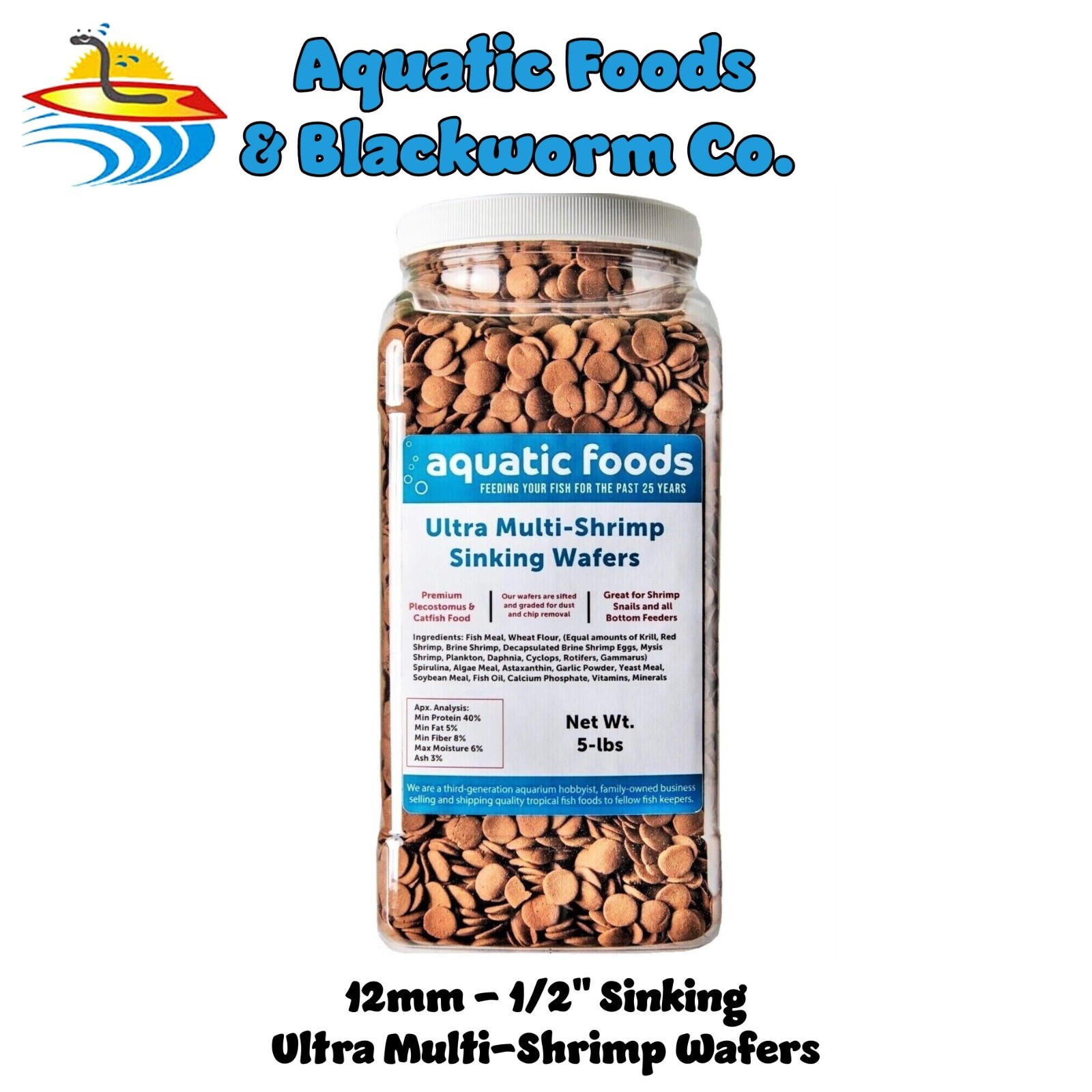 5-lbs Ultra Multi-Shrimp Sinking Wafers, Plecos,Shrimp,Snails, Tropical Fish Jar