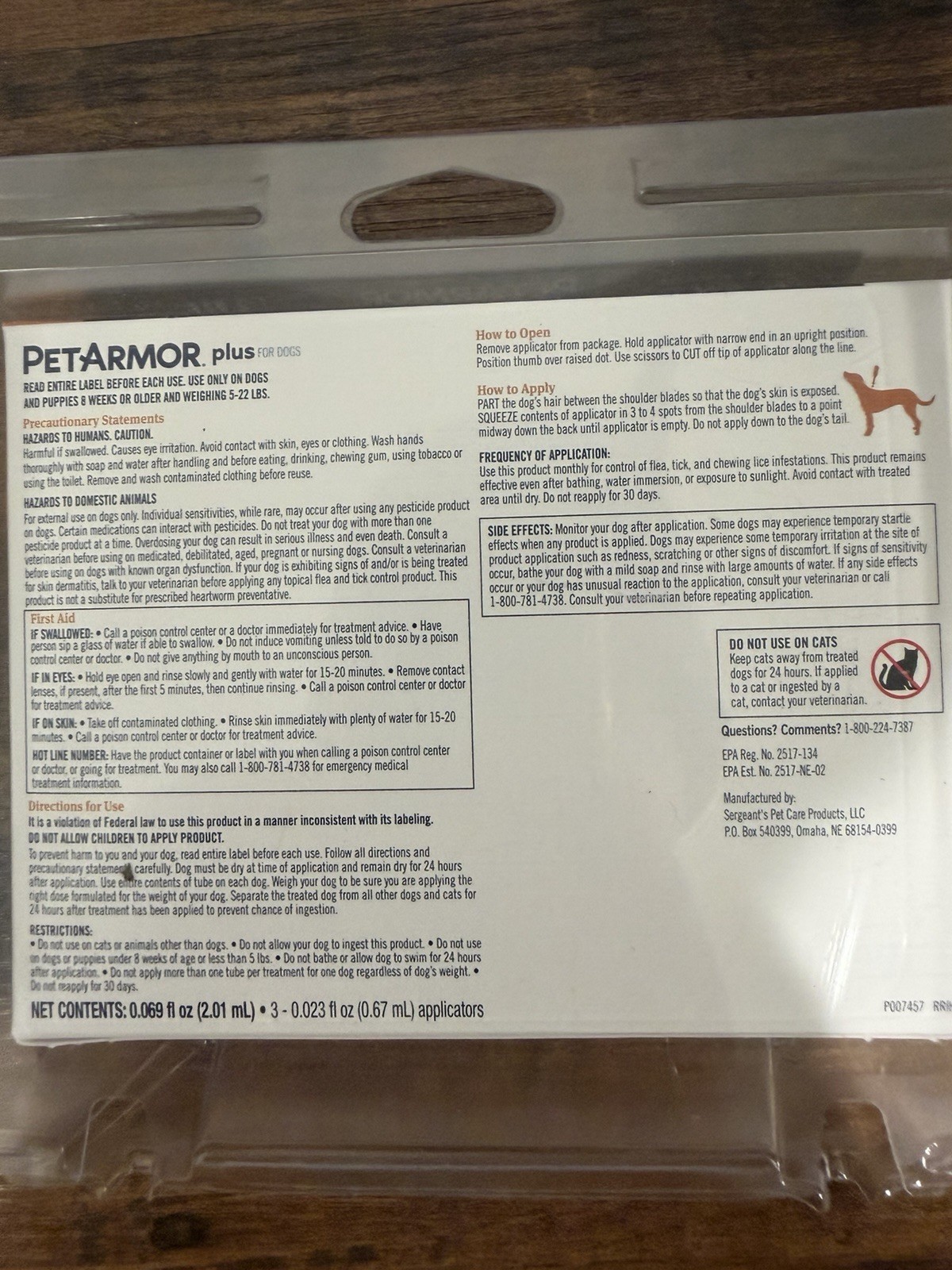 PetArmor Plus Small Dog Spot-On Flea Tick Treatment 5-22 lb 3 Doses