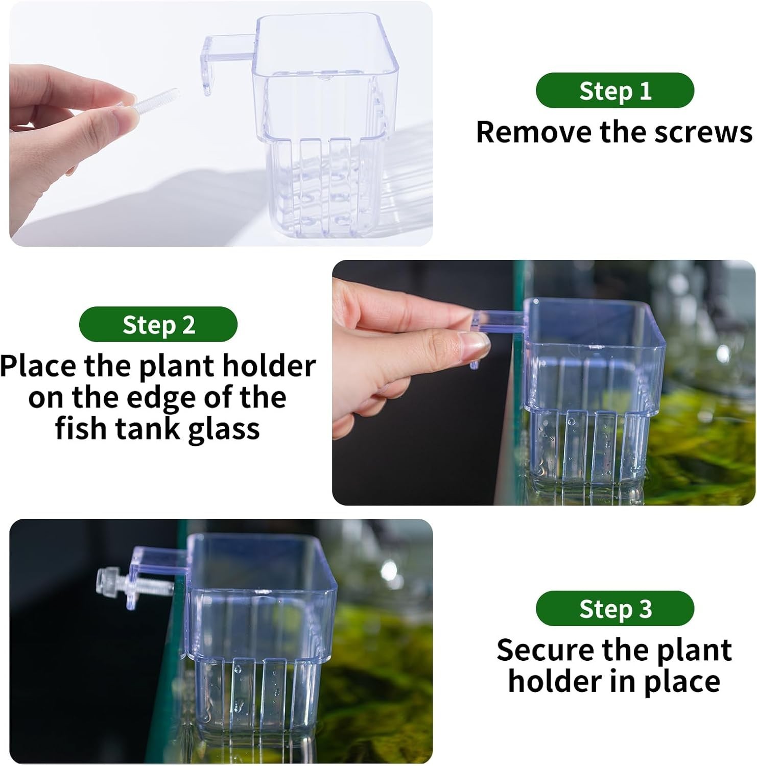 Aquarium Plant Holder,2Pack Transparent Hanging Pot for Fish Tank Aquatic Plant
