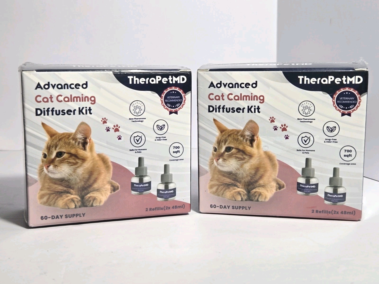 2 Therapet MD Cat Calming Diffuser Refill Kits ( 2 Pack 60 Day Supply X 2 ) New