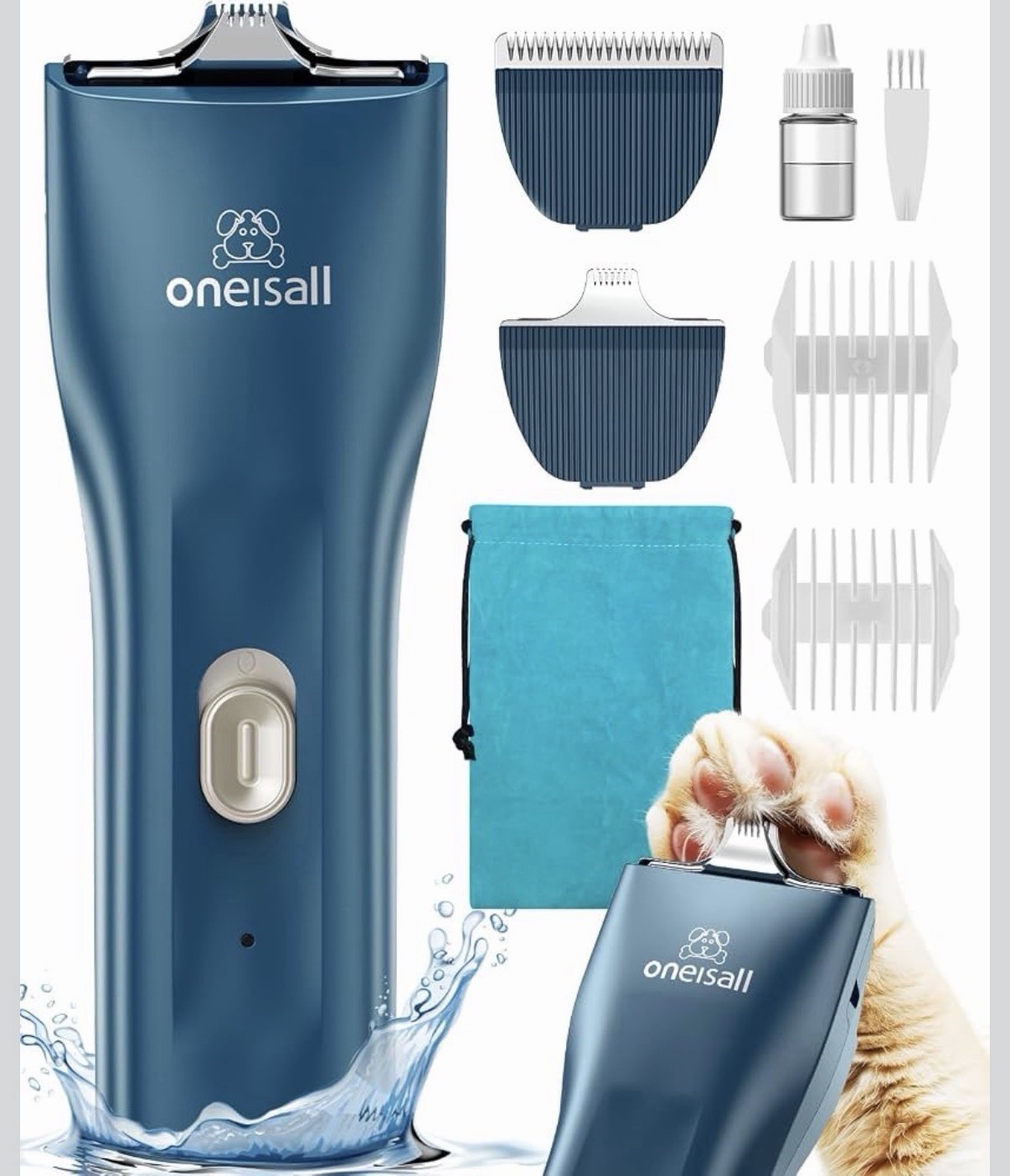 oneisall Cat Clippers Cordless Waterproof Quiet Pet Shaver for Matted Hair