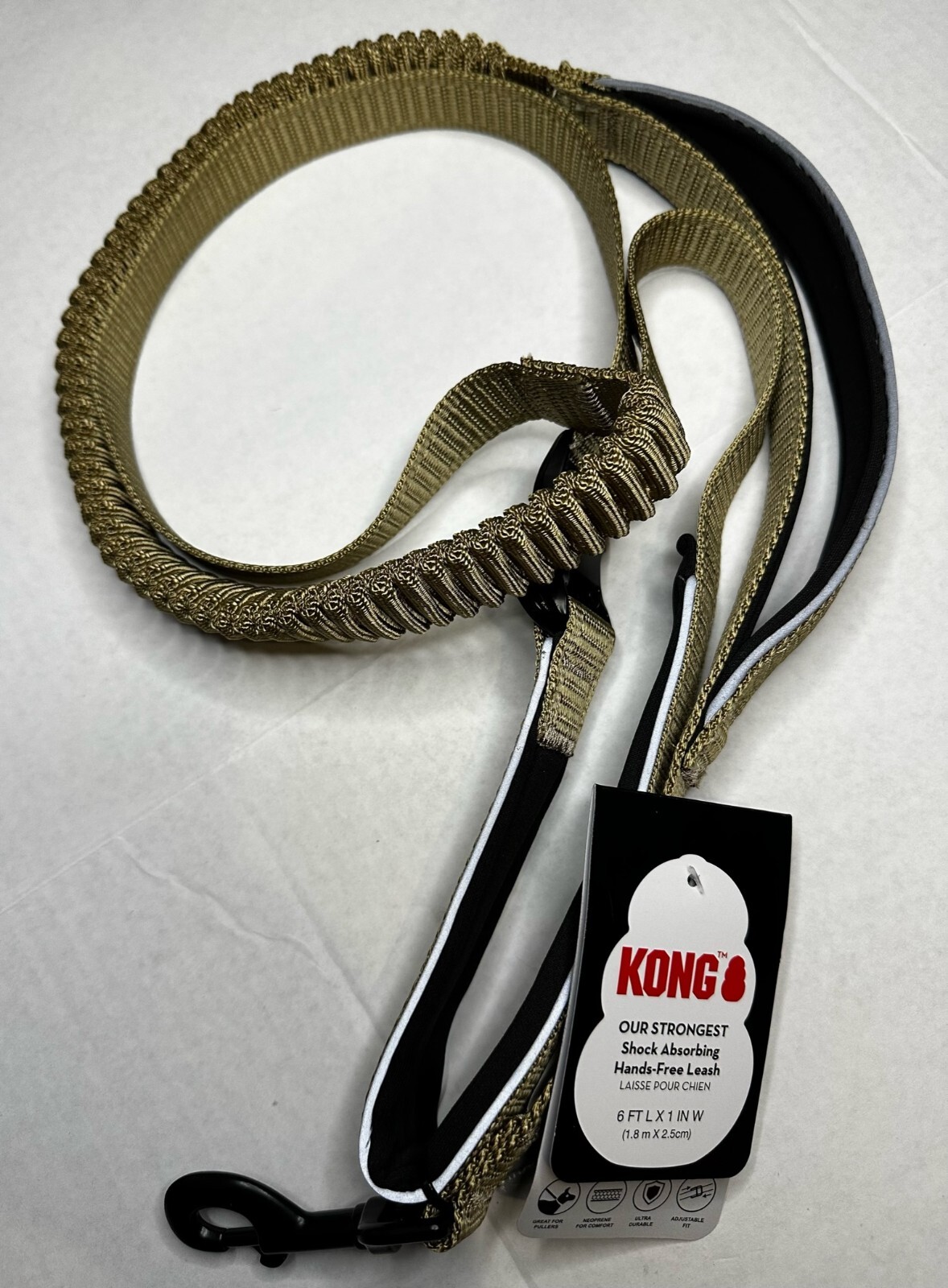 KONG COMFORT & REFLECTIVE PADDED HANDLE HANDS-FREE BUNGEE LEASH-6 COLORS- NEW
