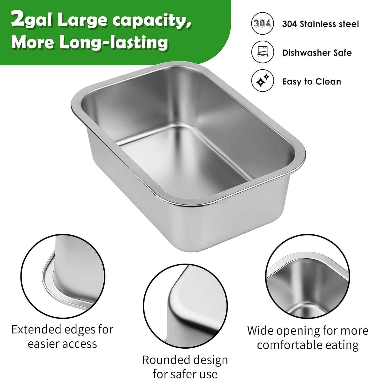 2 Gallon Elevated Large Dog Water Bowl W/ Mat 4 Height Adjustable 10.4-15.2″