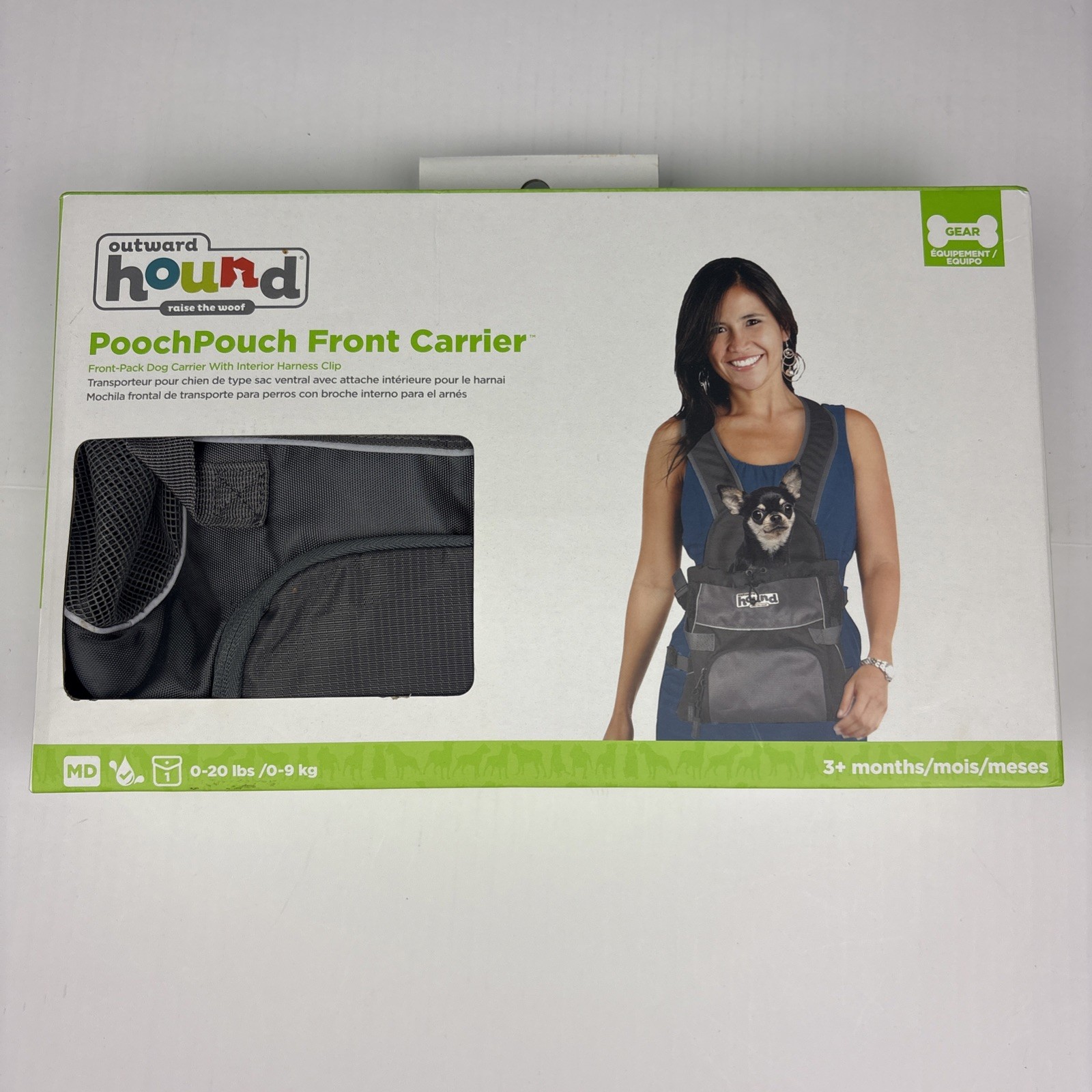 Outward Hound Pooch Pouch Pet Carrier Medium 0-20 Pounds Front Pack Harness Clip