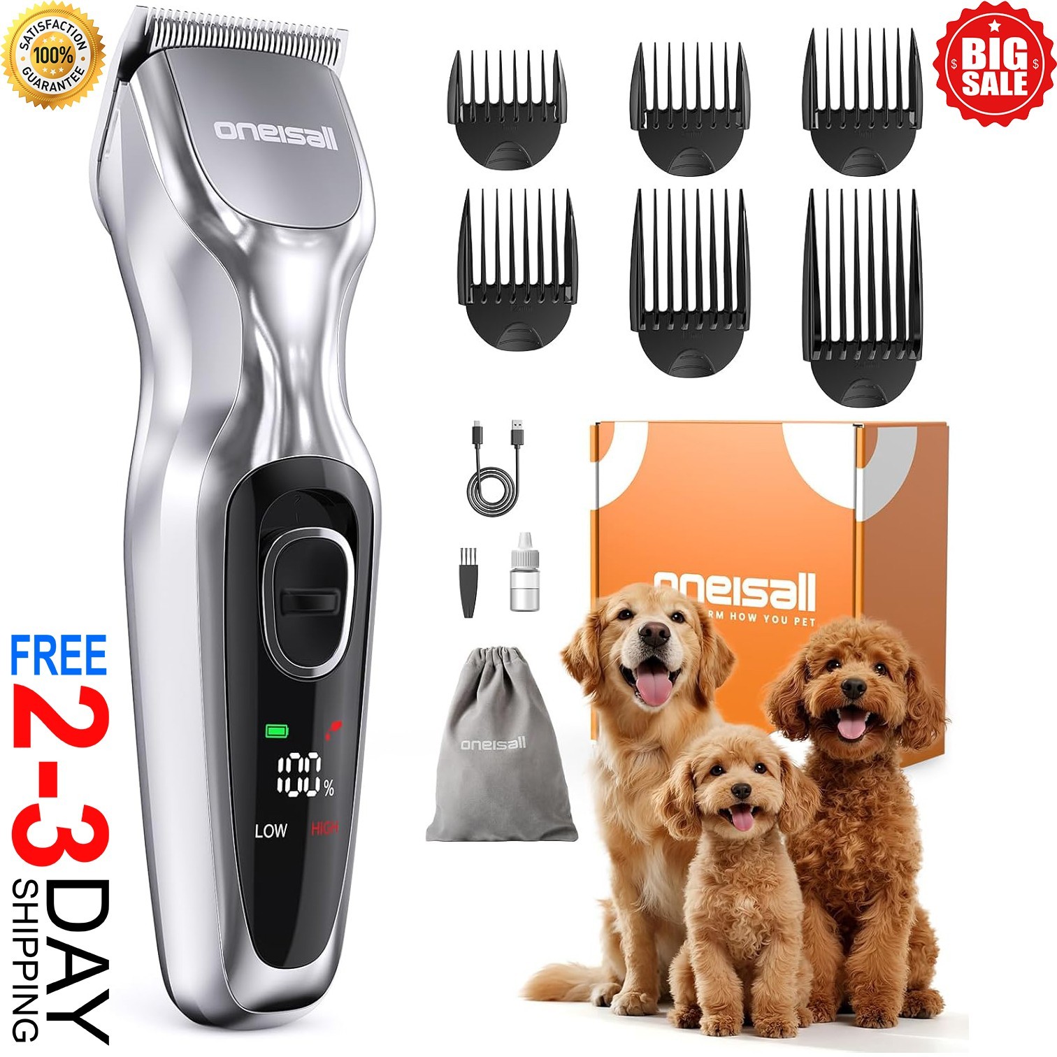 Professional PET CLIPPERS Dog Grooming Kit Heavy Duty Trimmer Thick Hair US