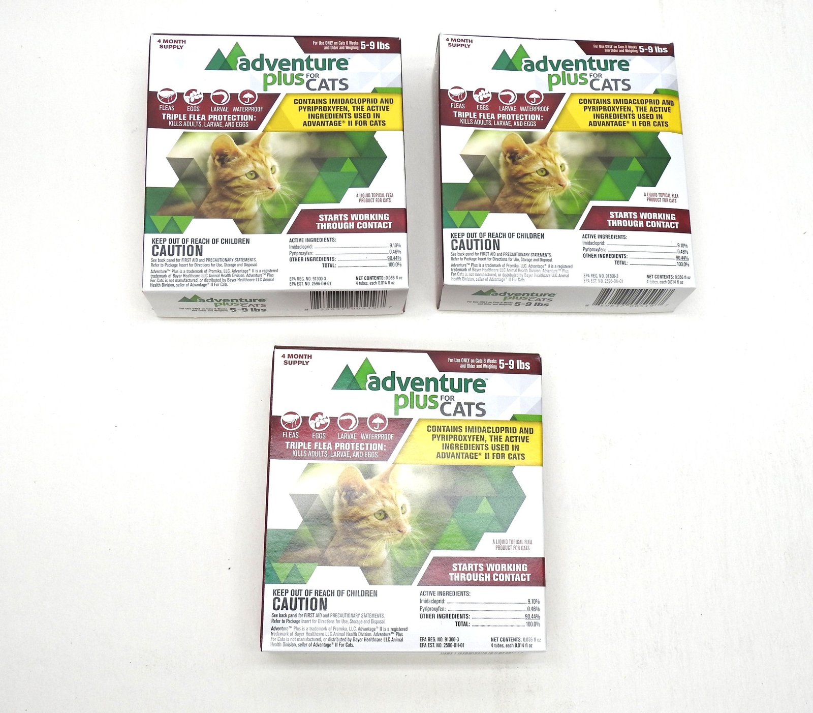 (3 Boxes) Adventure Plus for Cats Cat Flea Medicine Topical Drops 5-9 Pounds
