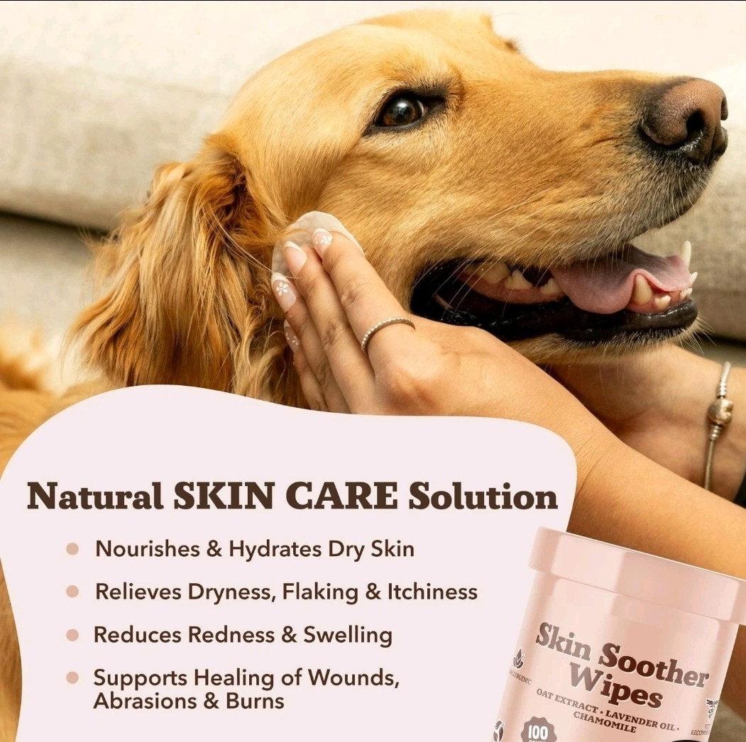 Natural Dog Company Skin Soother Wipes, 100 Count, Pet Wipes for Dogs. New