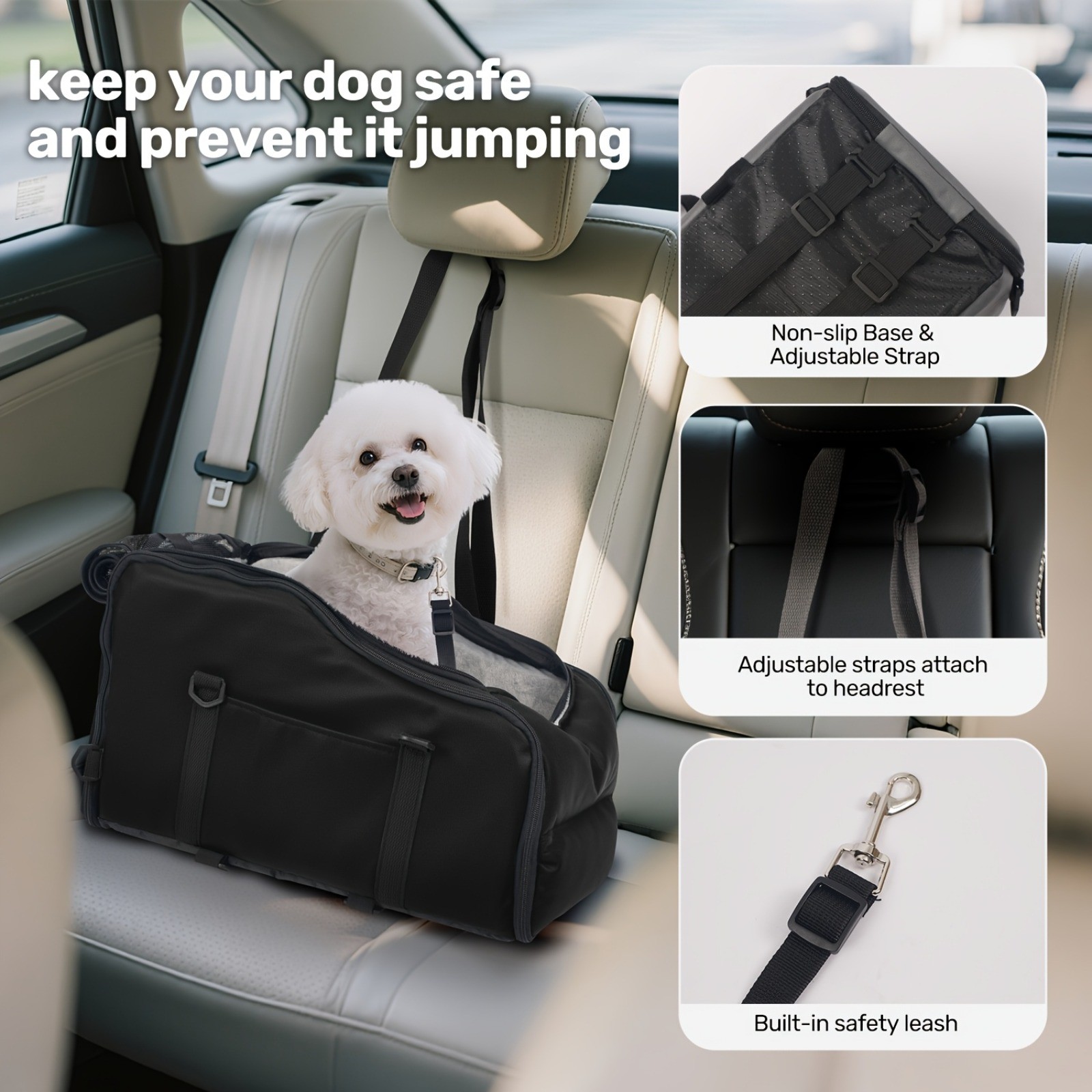 Portable Pet Dog Booster Car Seat Travel Carrier Bag Padded for Small Dogs Puppy