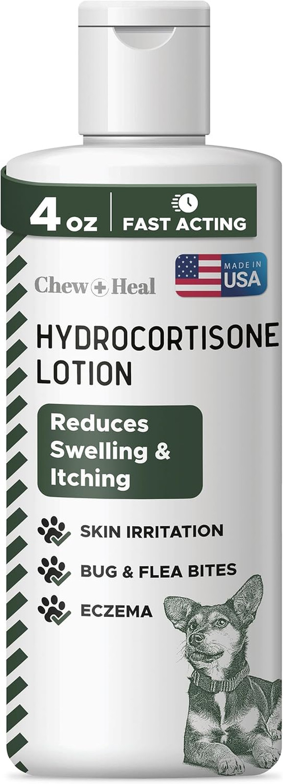 Chew + Heal Labs Hydrocortisone Lotion for Dogs – 4 Oz anti Itch Cream for Irrit