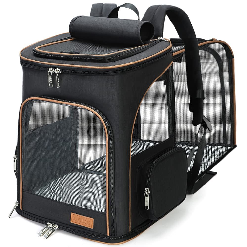 Expandable Cat Backpack Carrier for Travel and Hiking Fits Pets Up to 18 Lbs