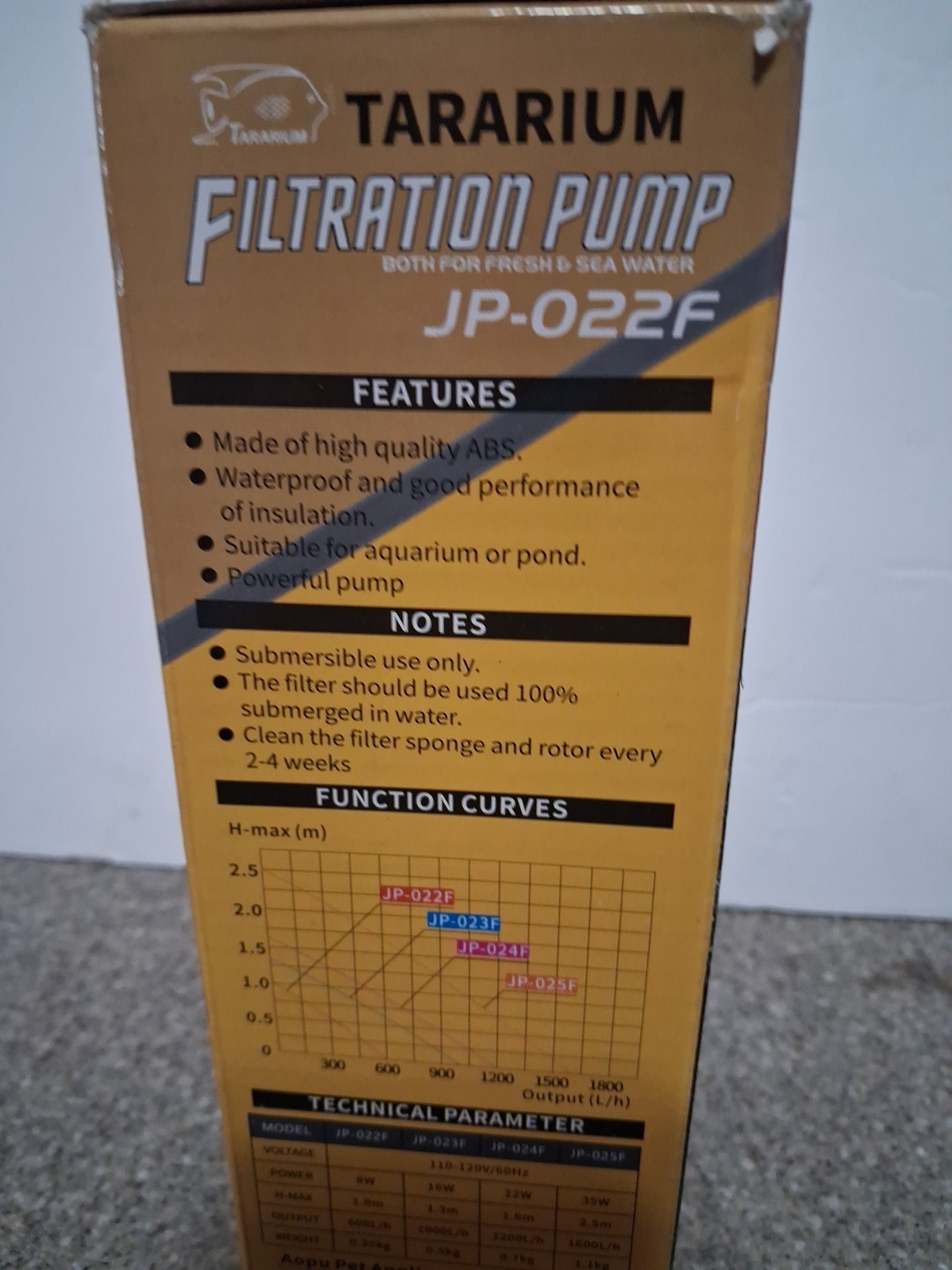 TARARIUM Filtration Pump JP-022F Freshwater & Sea Water