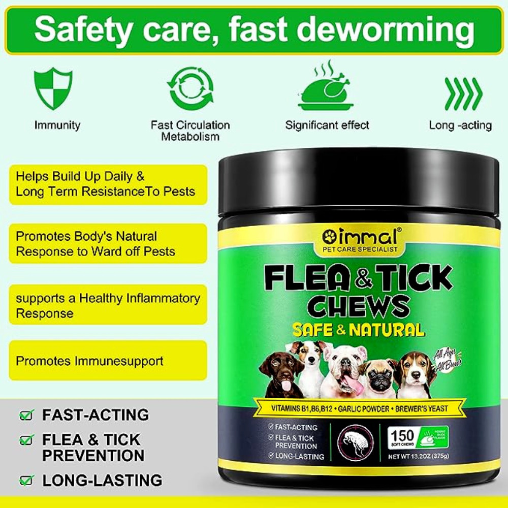 Flea and Tick Natural Prevention for Dogs Chewable, Flea & Tick 150 Chews Dog