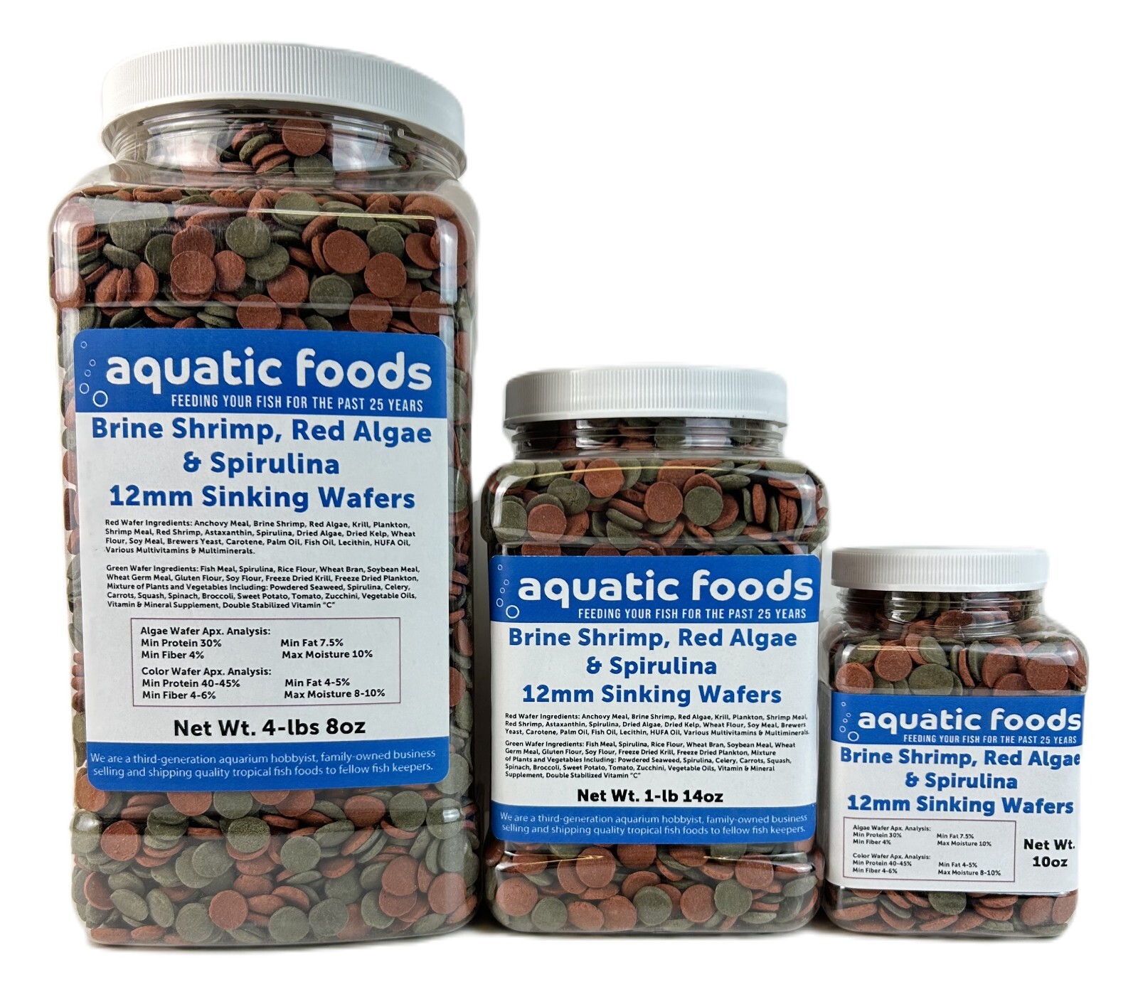 12mm – 1/2″ Brine Shrimp, Red Algae & Spirulina Sinking Wafers. WL-JAR