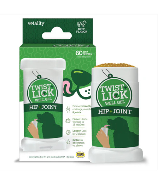 Vetality Twist + Lick Hip and Joint Supplement for Dogs Beef Flavor 60 Days