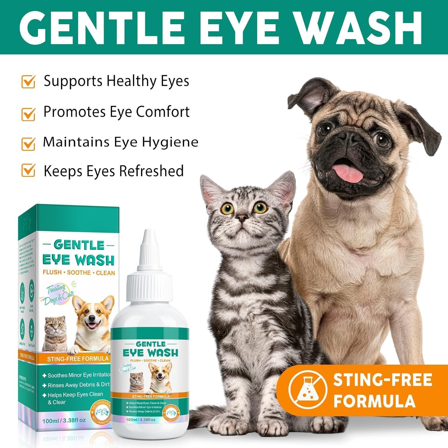 Dog Eye Drops, Eye Infection Treatment for Dogs and Cats,Soothe Infection ,100ml