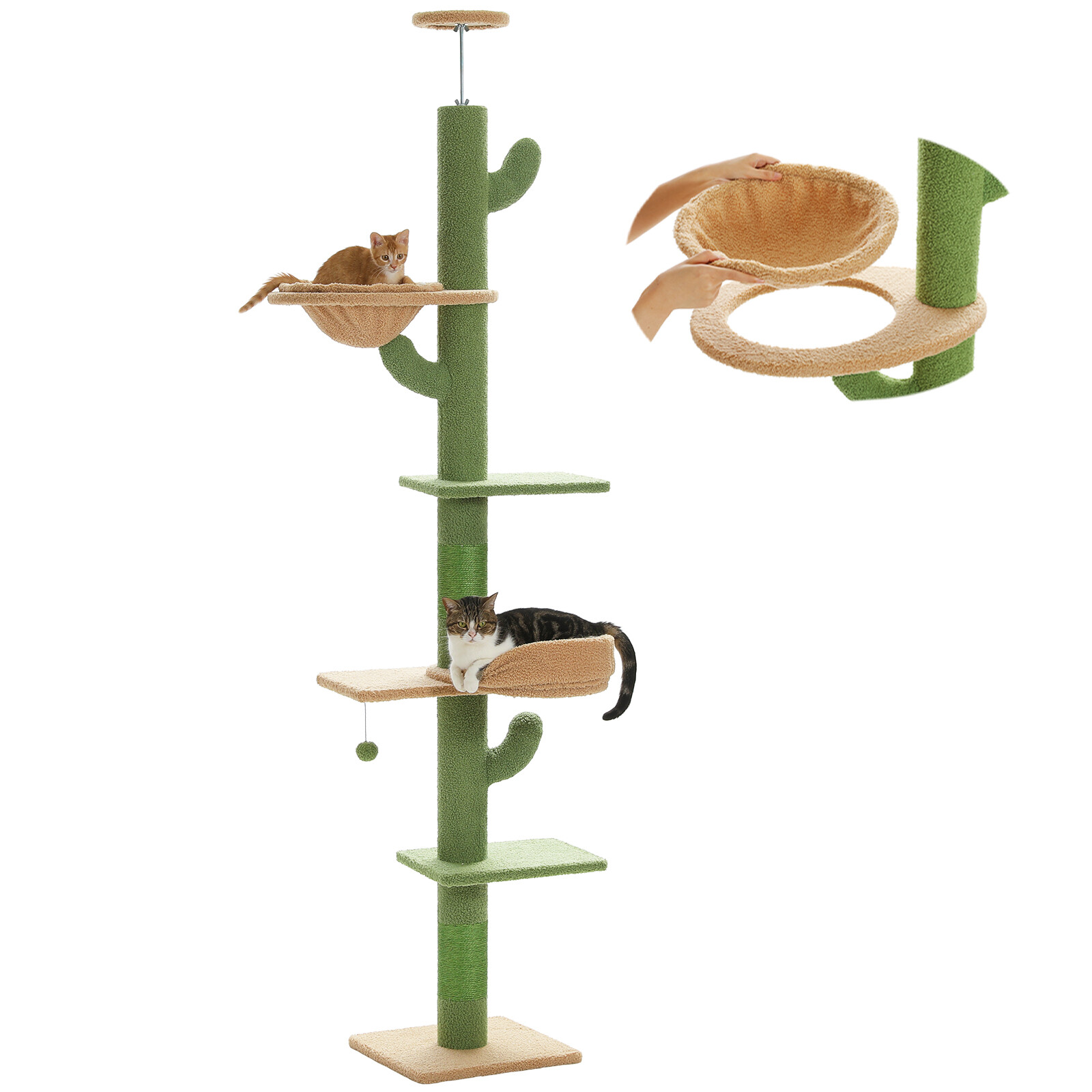 PAWZ Road Cat Tree Tower Floor to Ceiling High Cat Scratching Post Condo House
