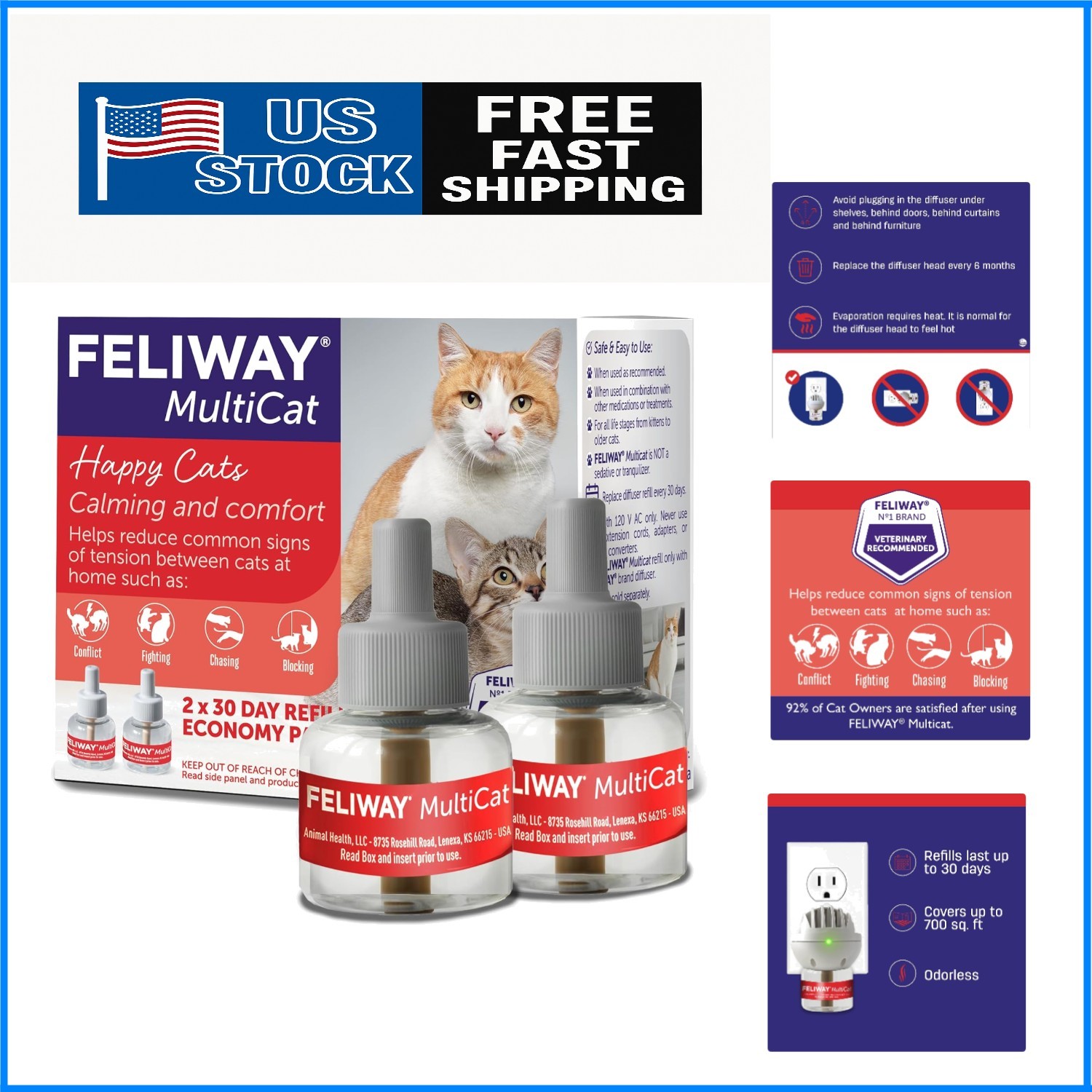 48ml x 2 Multicat Diffuser Refills – Create Peaceful Cat Environments