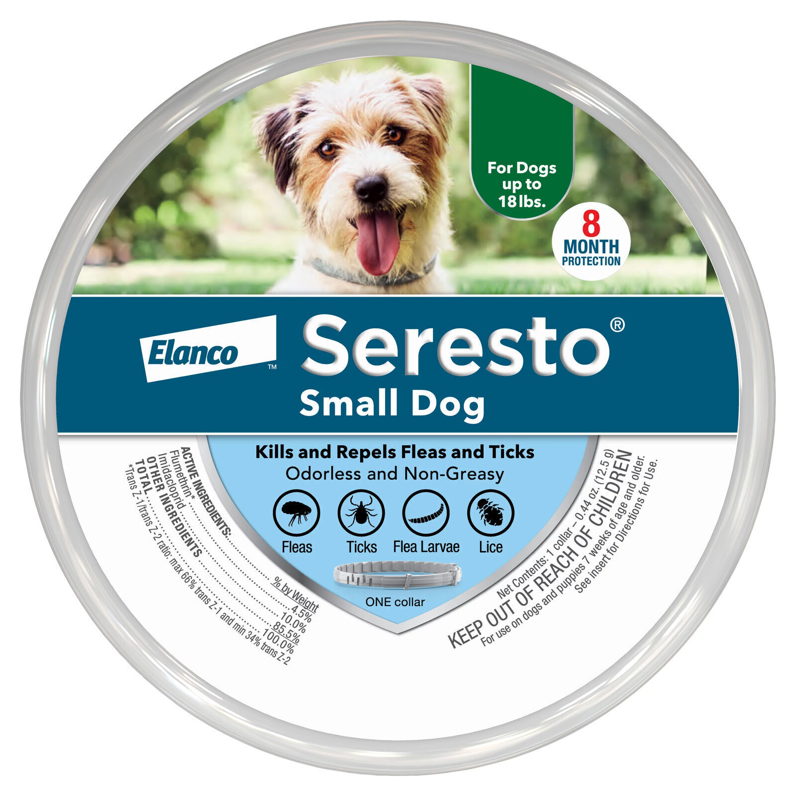 Seresto Flea & Tick Collar 8 Months Protection SMALL Dogs Up To 18 lbs