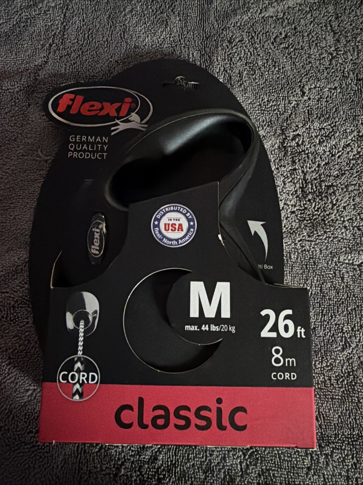 FLEXI New Classic Cord Retractable Dog Leash Medium – 26 Feet (Cord), Black