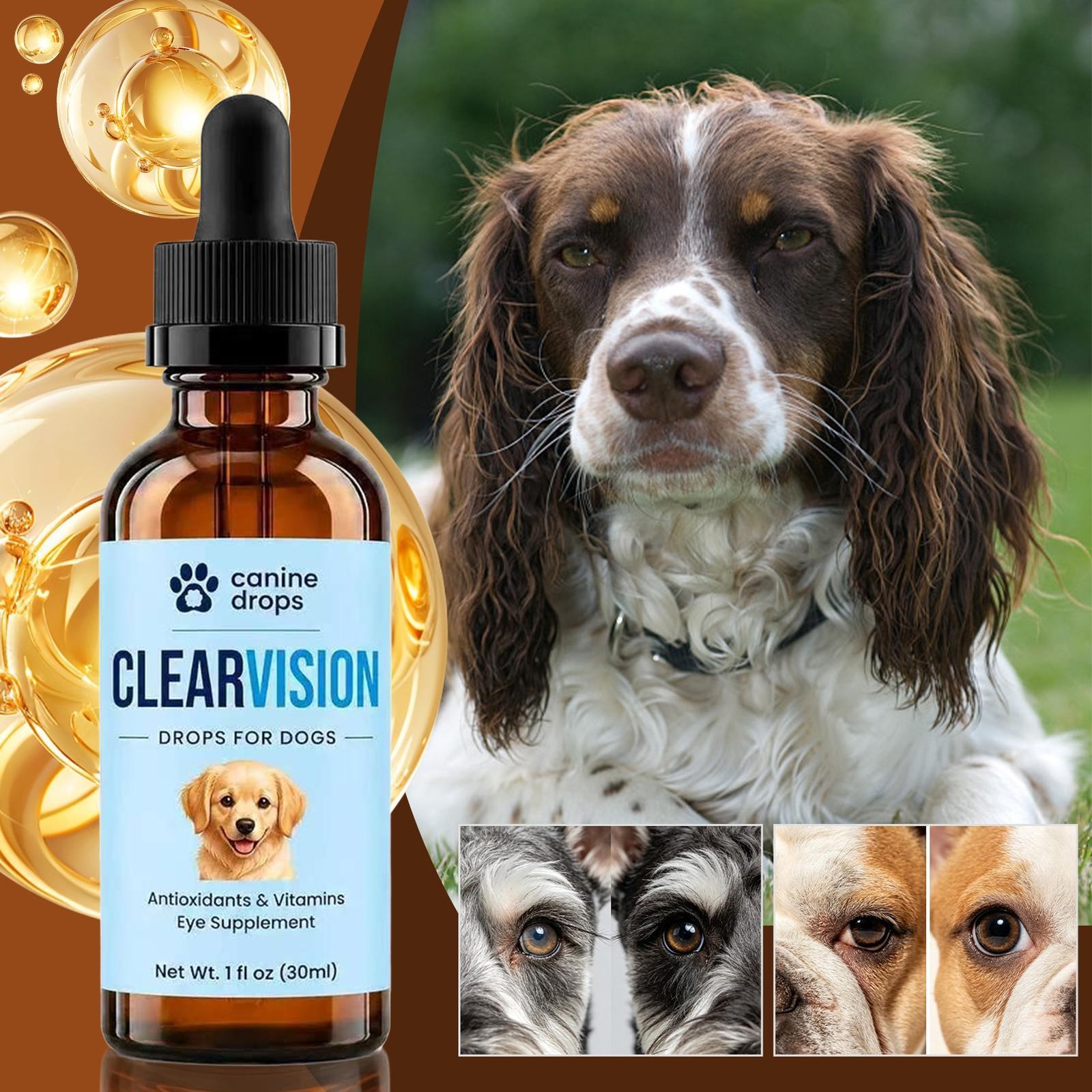 Canine Drops Clear Vision Drops For Dogs, Daily Eye Support Supplement 30ml