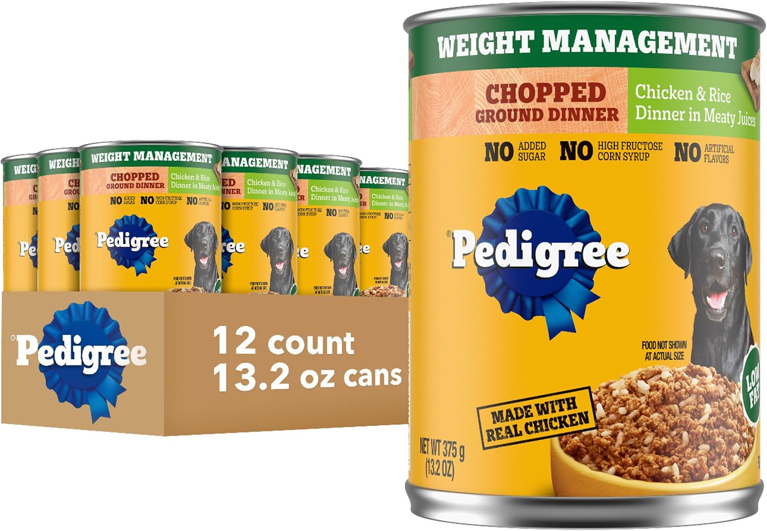 Pedigree Chopped Ground Dinner Weight Management Wet Dog Food, Canned Dog Food C