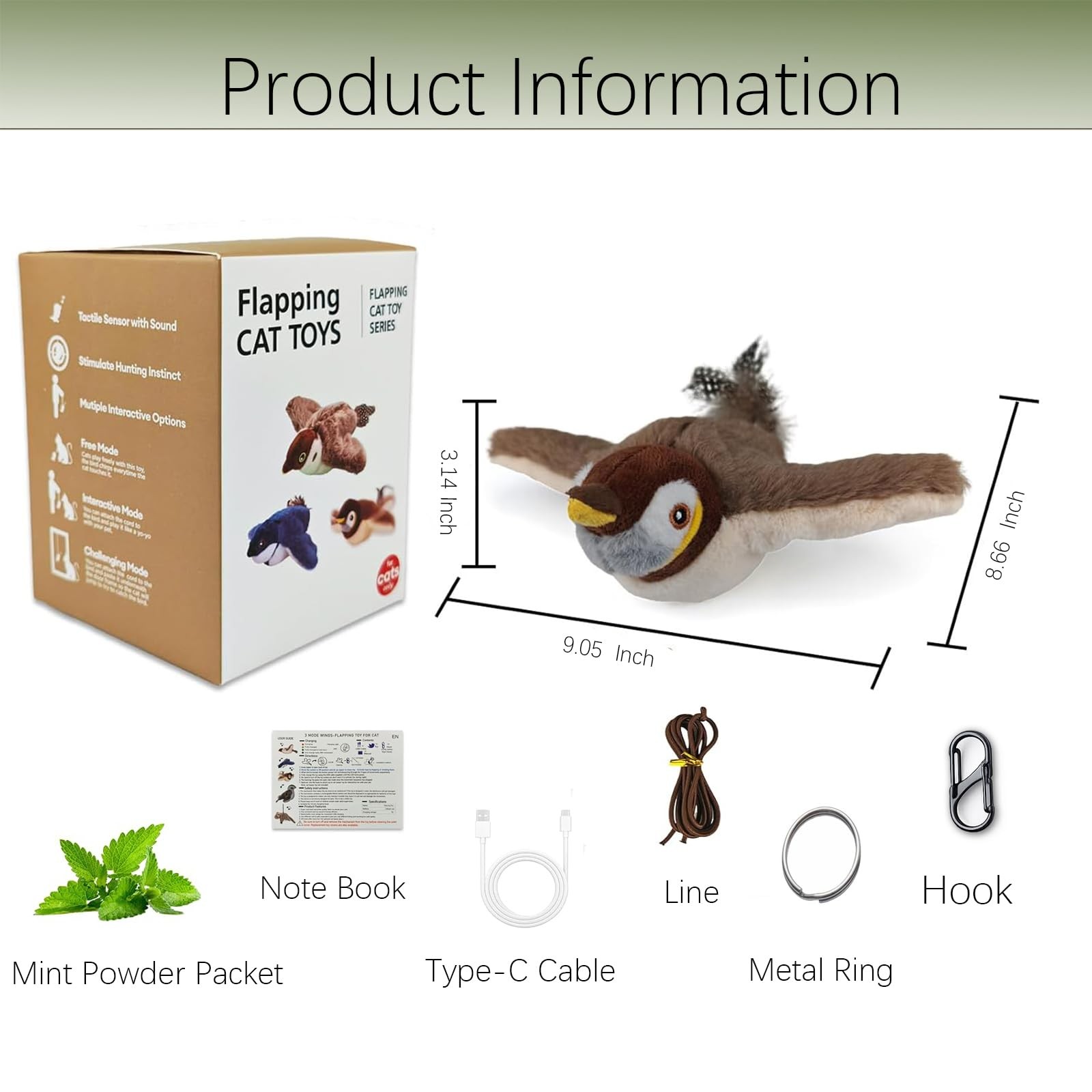 blueypet Upgraded Interactive Small (3.15 x 2.56 x 2.16 inches), Brown Large