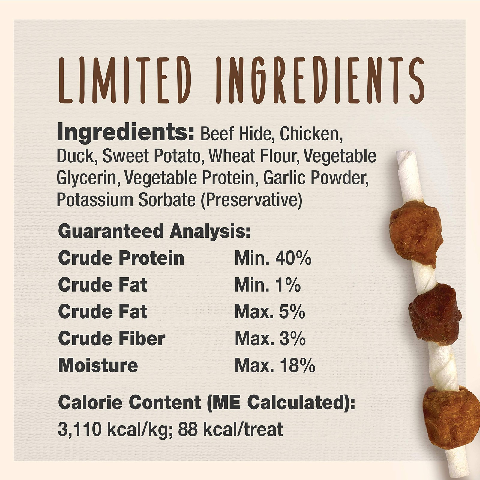 Cadet Gourmet Beef Hide Kabobs 4Oz Long Lasting Dog Treats Natural Healthy Chews