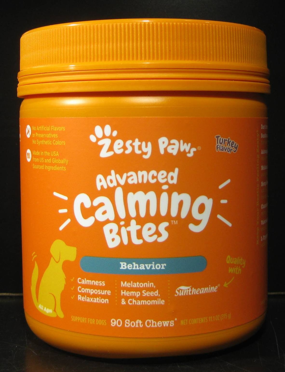 Zesty Paws Advanced Calming Bites Behavior 90 Soft Chews TURKEY