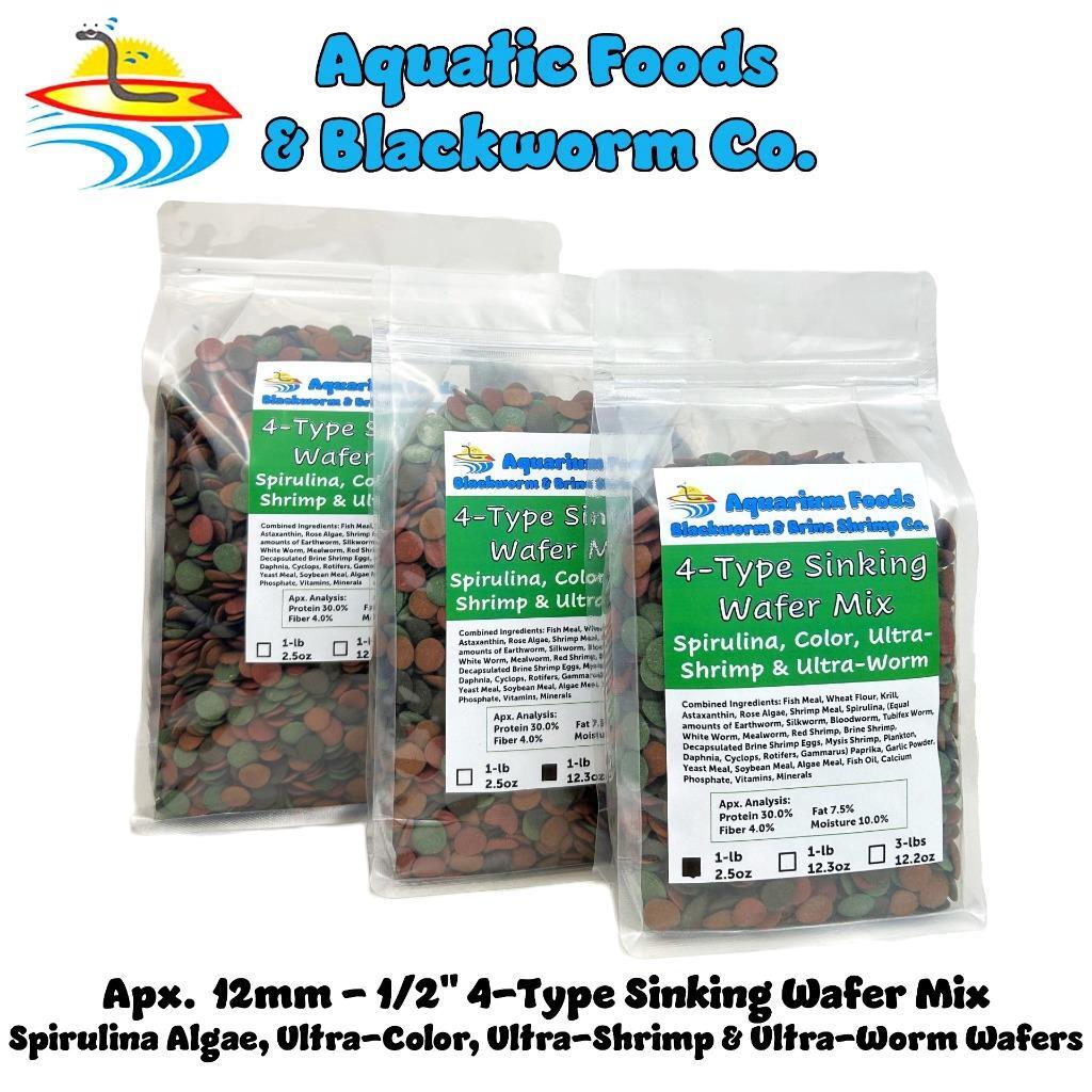 4-Type Wafer Mix. Spirulina, Ultra-Color Enhancing, Ultra-Shrimp, Ultra-Worm