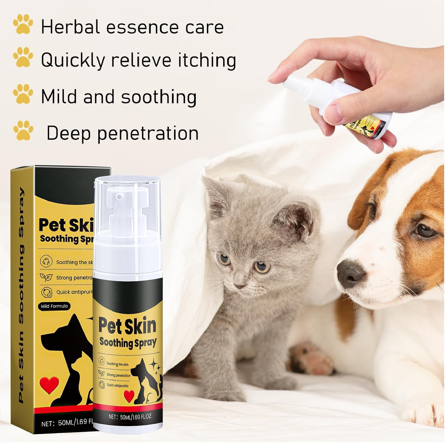 2Pcs Pet Skin Soothing Spray for Dogs,Pet Skin Treatment Spray for Dogs and Cats