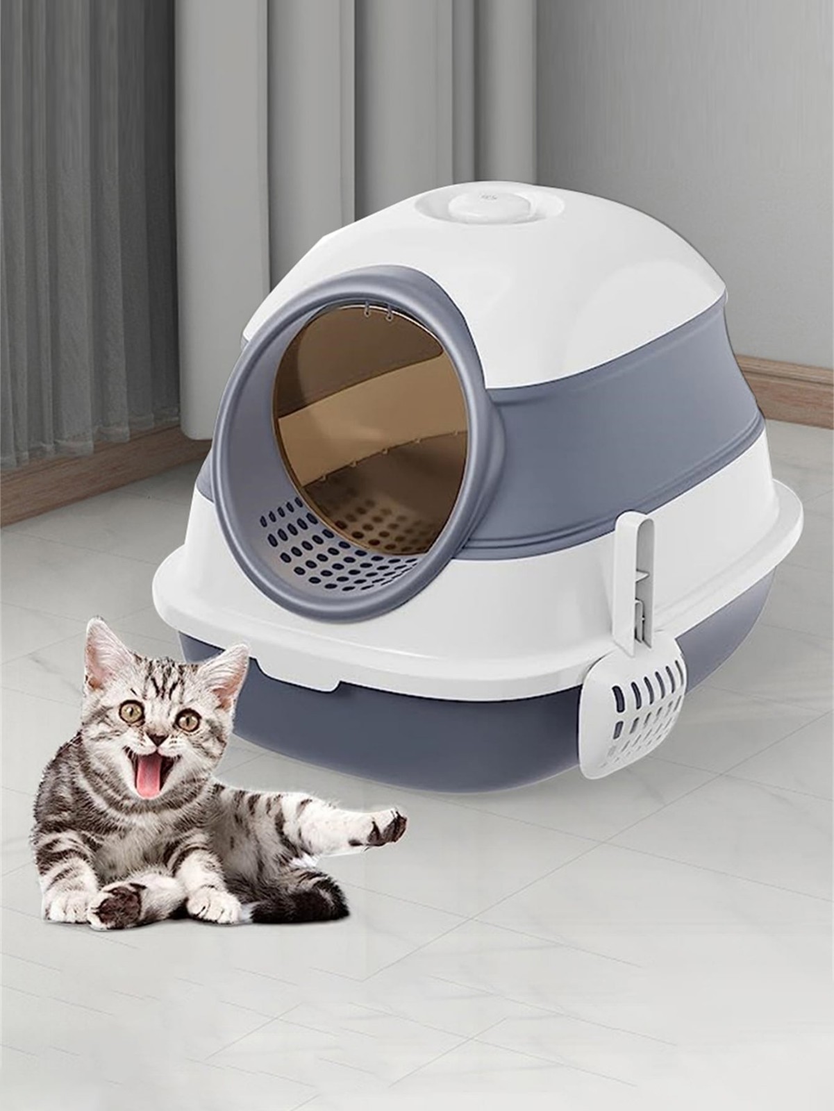 Extra Large Enclosed Cat Litter Box and Litter Scoop Anti-Splashing XL