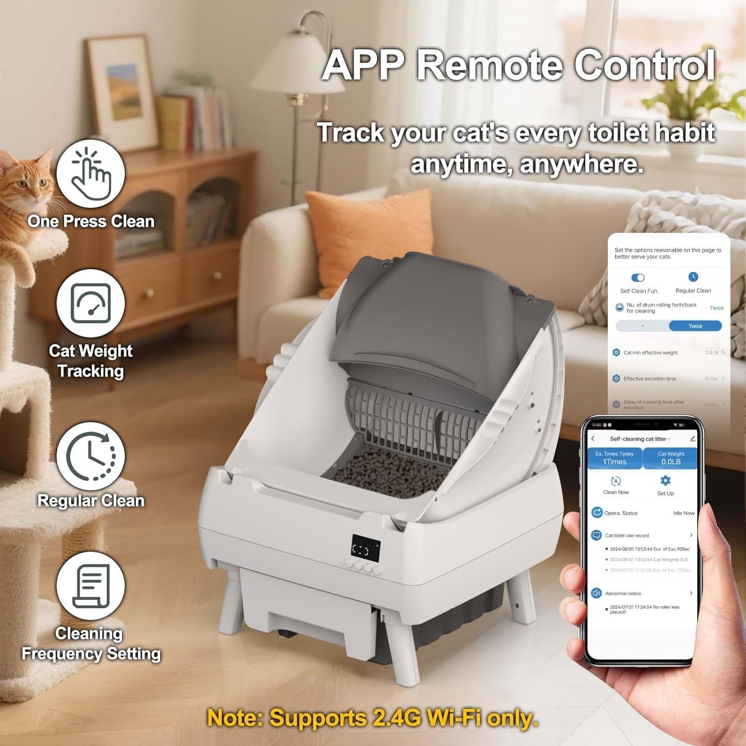 Automatic Cat Litter Box Self Cleaning – App Control, Open-Design, Smart Health