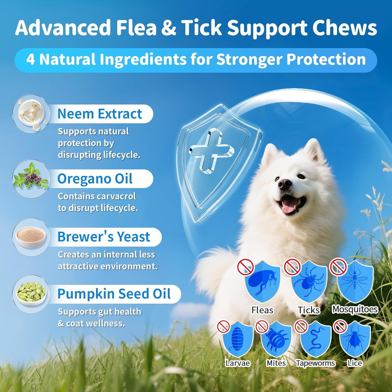 Dog Oral Flea and Tick Support Supplement, for All Breeds and Ages 135 Count