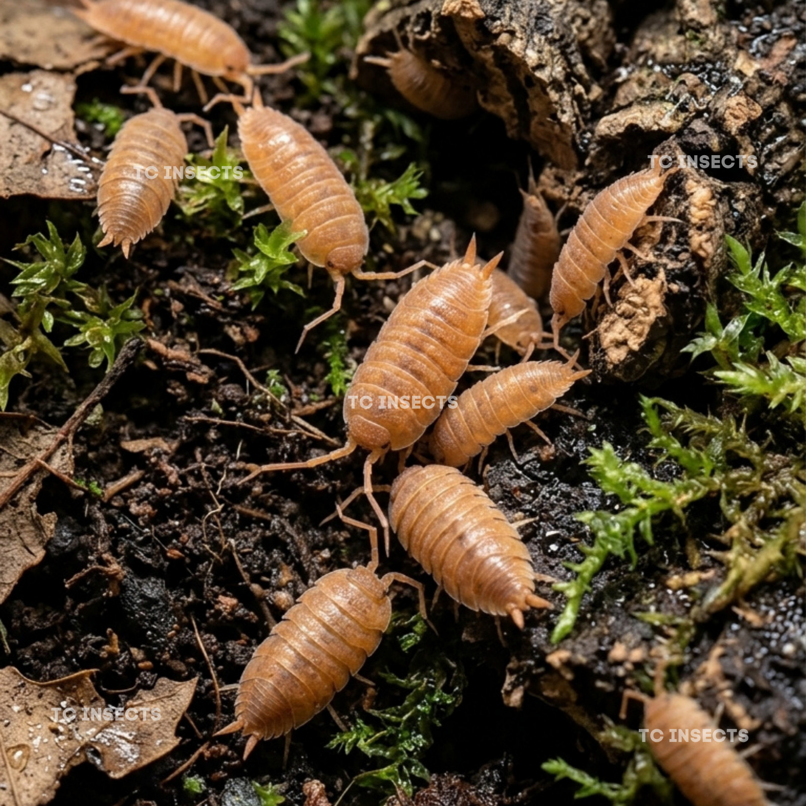 TC INSECTS 50+ Porcellio laevis Orange Isopods Live Bioactive Clean Up Crew
