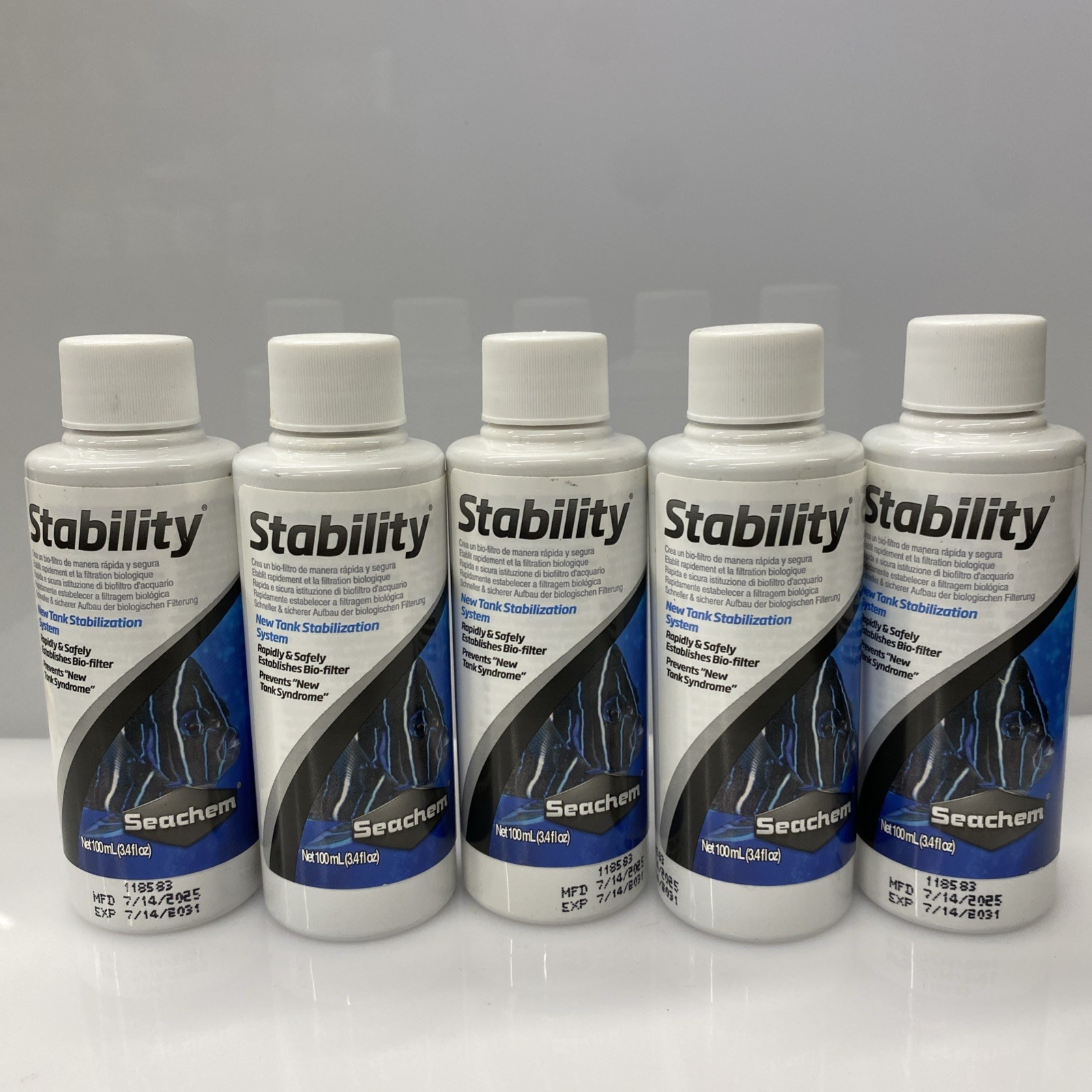 5X Seachem Stability Fish Tank Stabilizer – For Freshwater 3.4 Fl Oz
