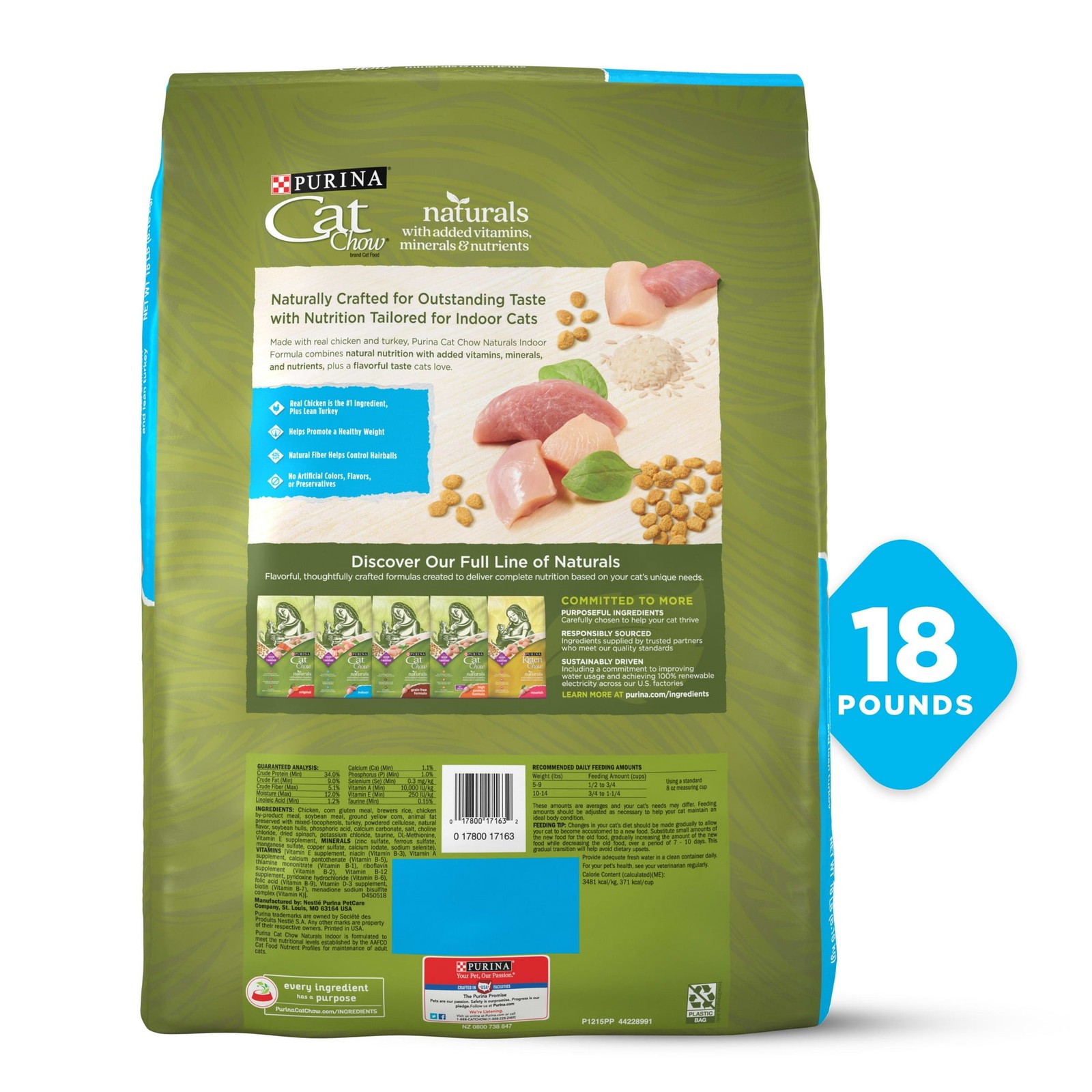 (2 pack) Purina Cat Chow Naturals, Indoor Dry Cat Food, Chicken & Turkey, 18 lb