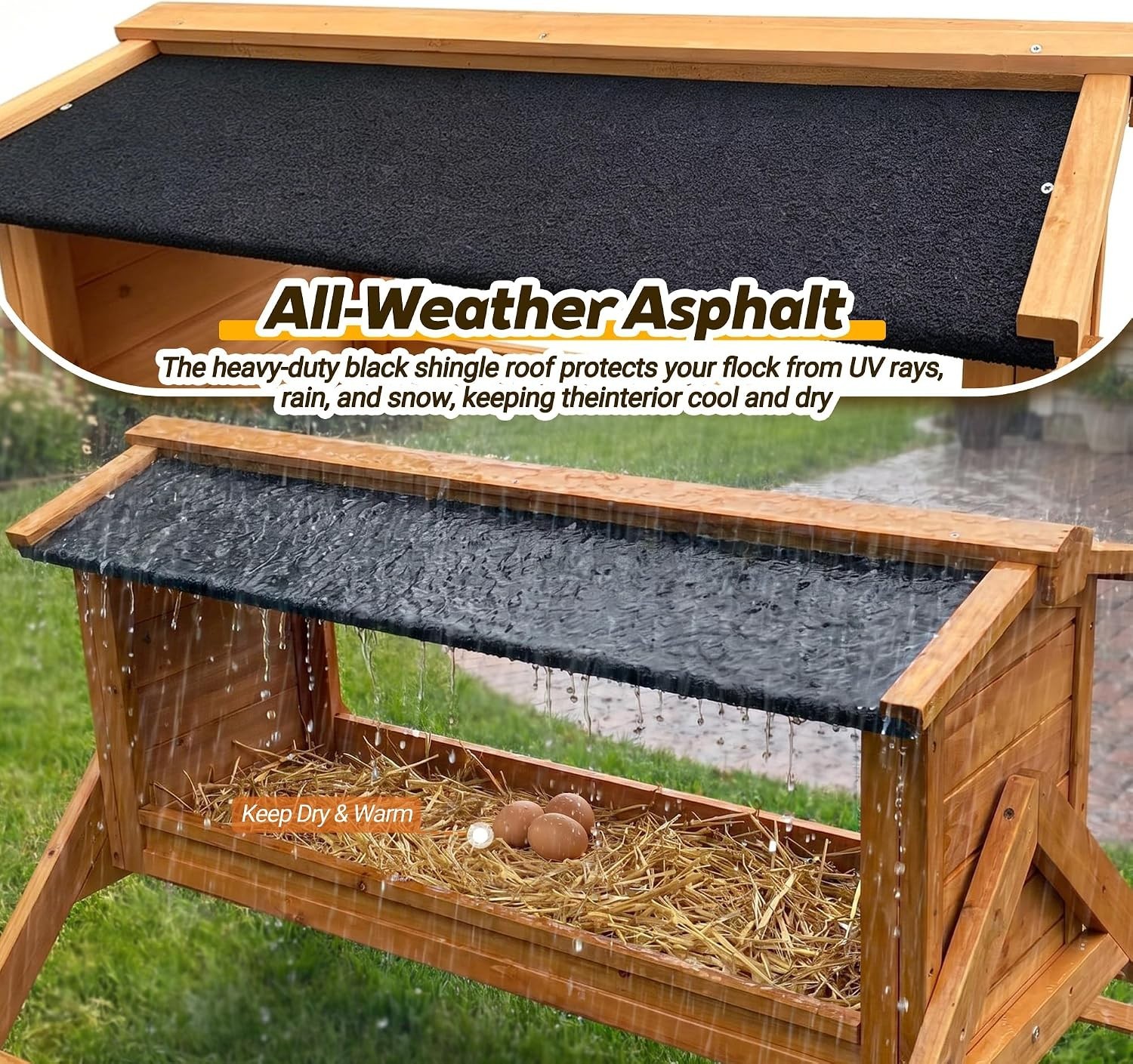 YZU 3-in-1 Wooden Chicken Coop Accessory Set Nesting Box Perch Swing 57x37x35