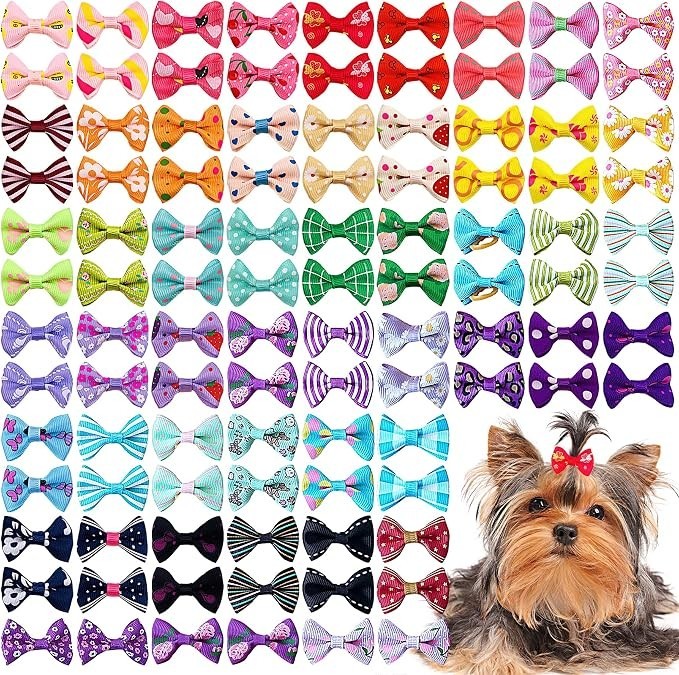 PET SHOW Pet Dog Hair Bows with Rubber Bands Cat Puppy Grooming Hair Accessories