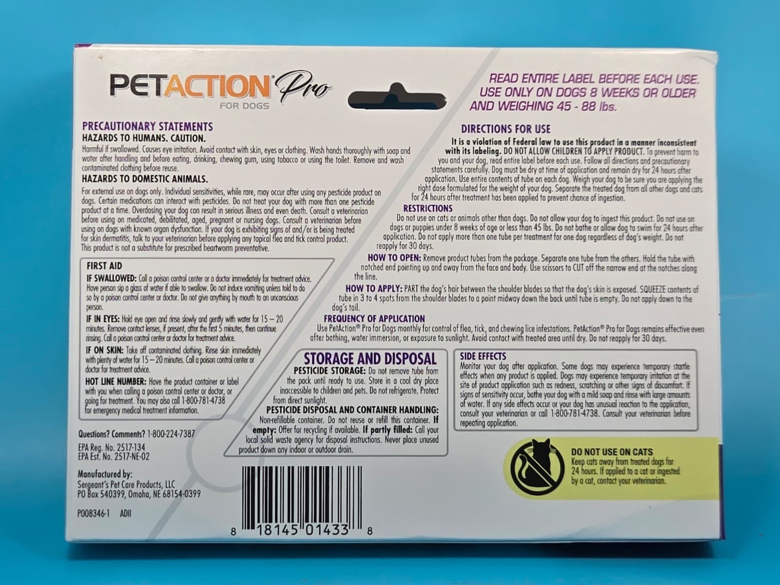 Pet Action Plus Flea & Tick Drops for Large Dogs (45 – 88 Lbs) – 3 Doses