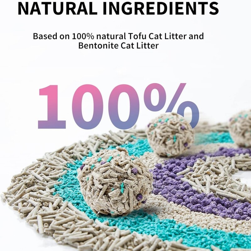 PETKIT Mixed Cat Litter Fast Clumping,Flushable,Dust-Free Bentonite Litter
