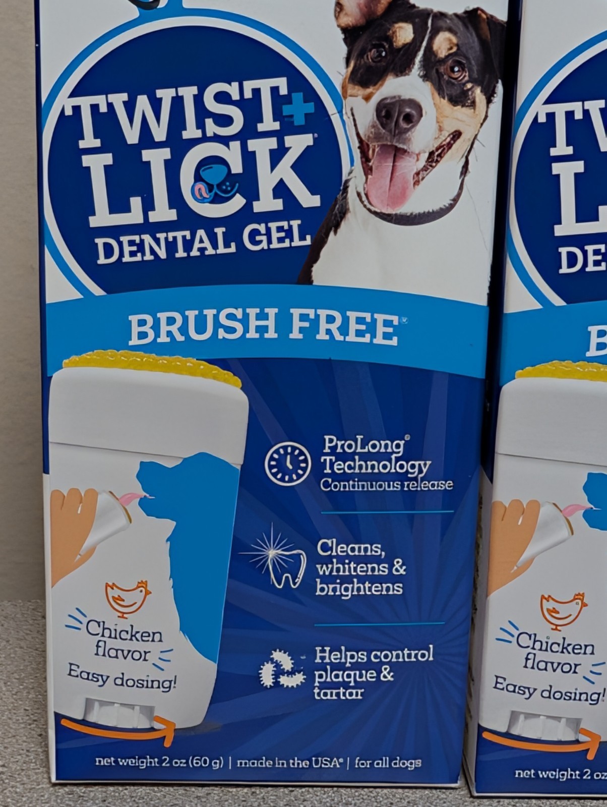 2pk Twist + Lick Dental Gel Dogs Cleans Teeth Freshens Breath Exp 02/28 Chicken
