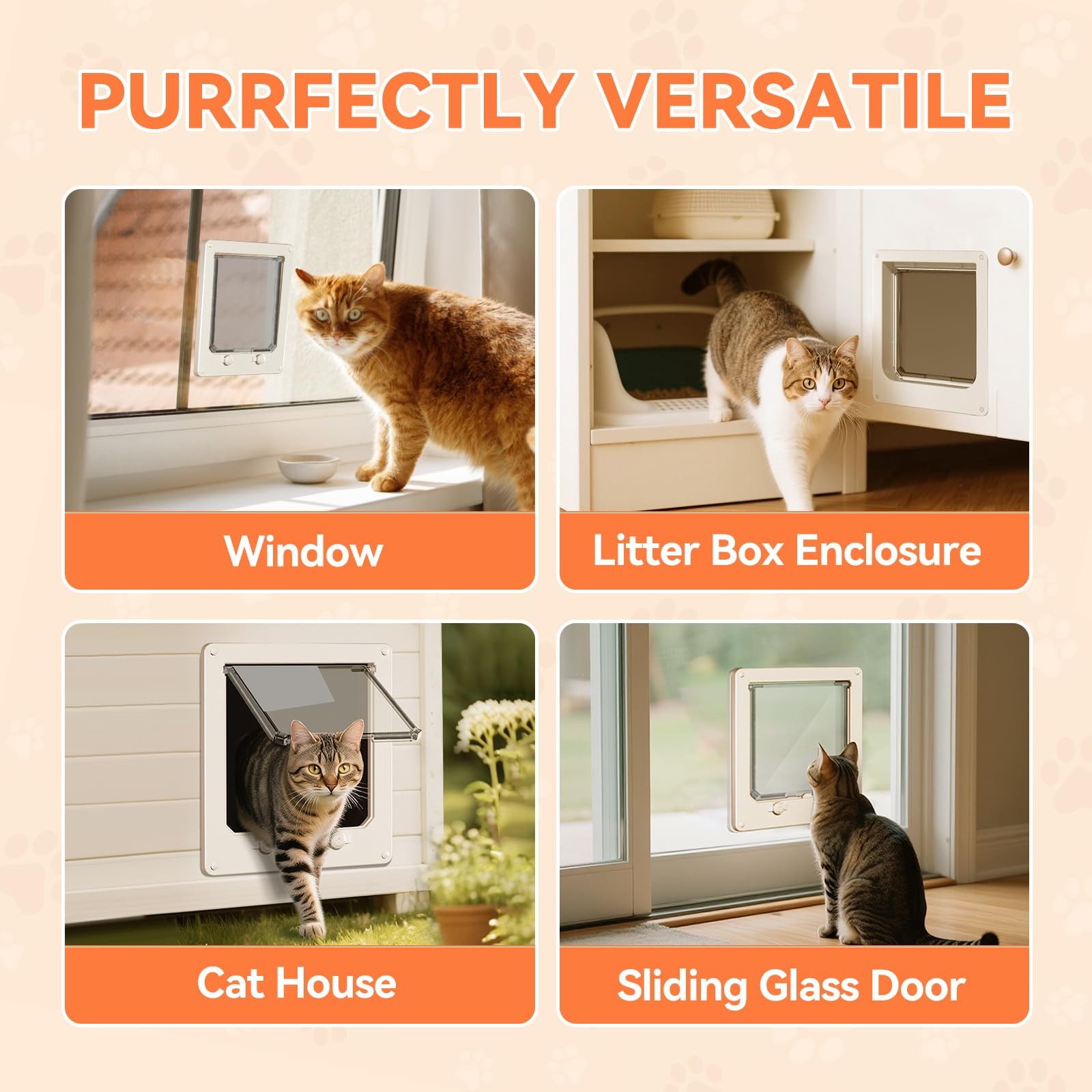 Thin Cat Door with 4 Way Lock Interior Pet Door for Cats Up to 18 LBS