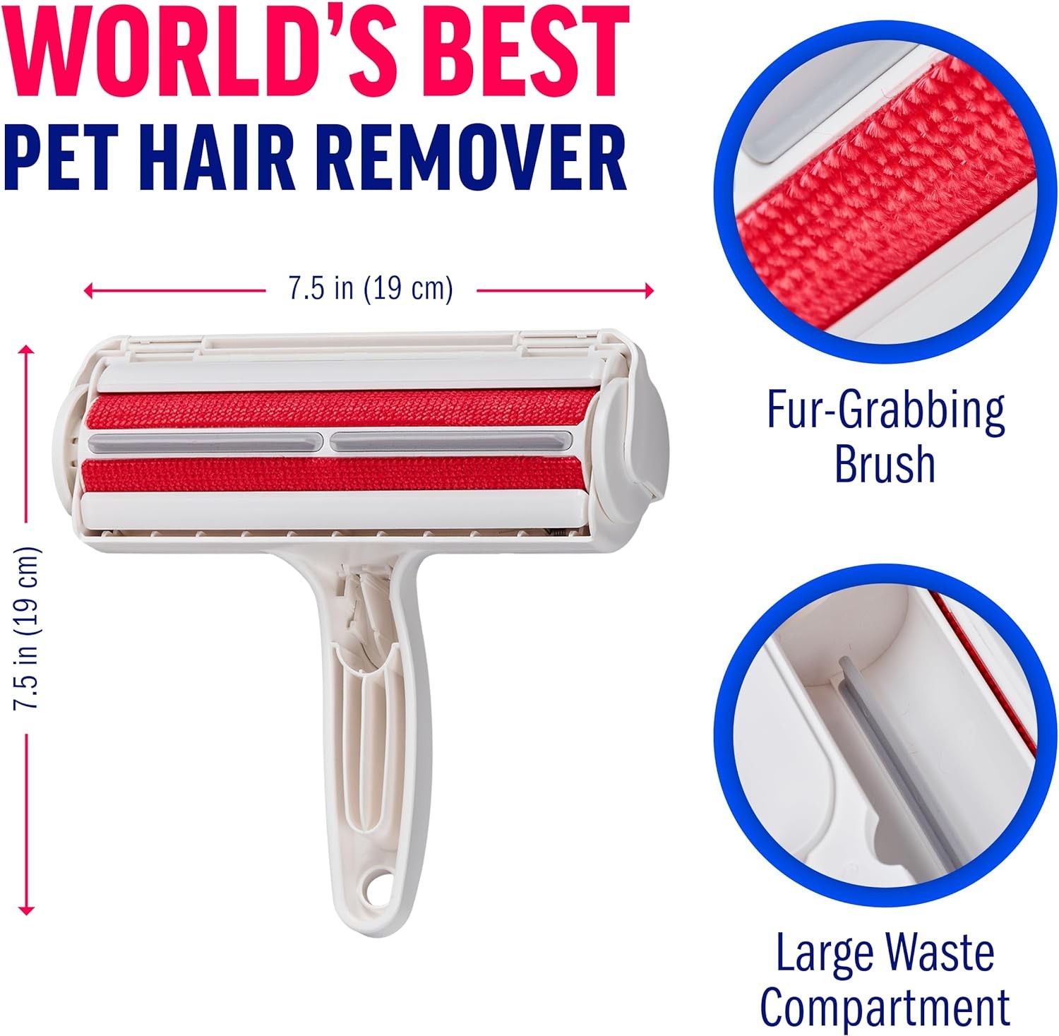 Pet Hair Remover Original Size Reusable Lint Roller Cat Dog Portable Eco White