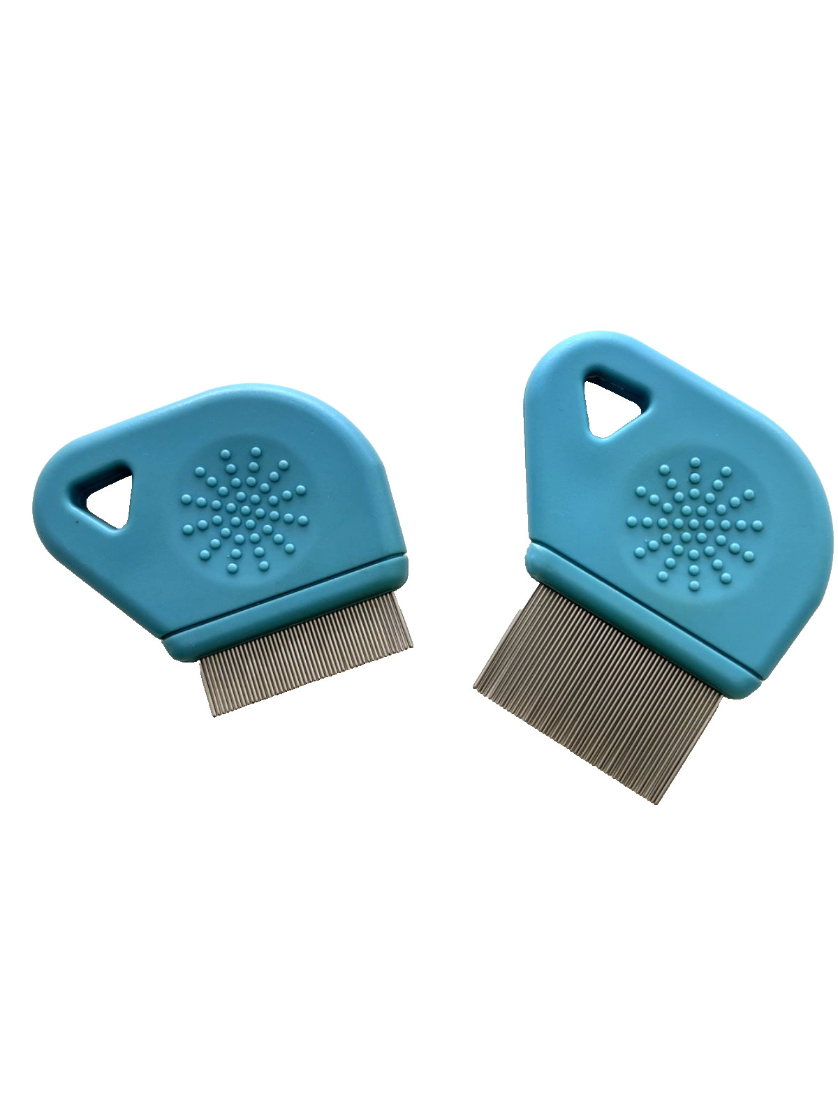 Pet Stainless Steel Flea Comb 1-inch & 1/2-inch teeth 2-PC Set for Dogs & Cats