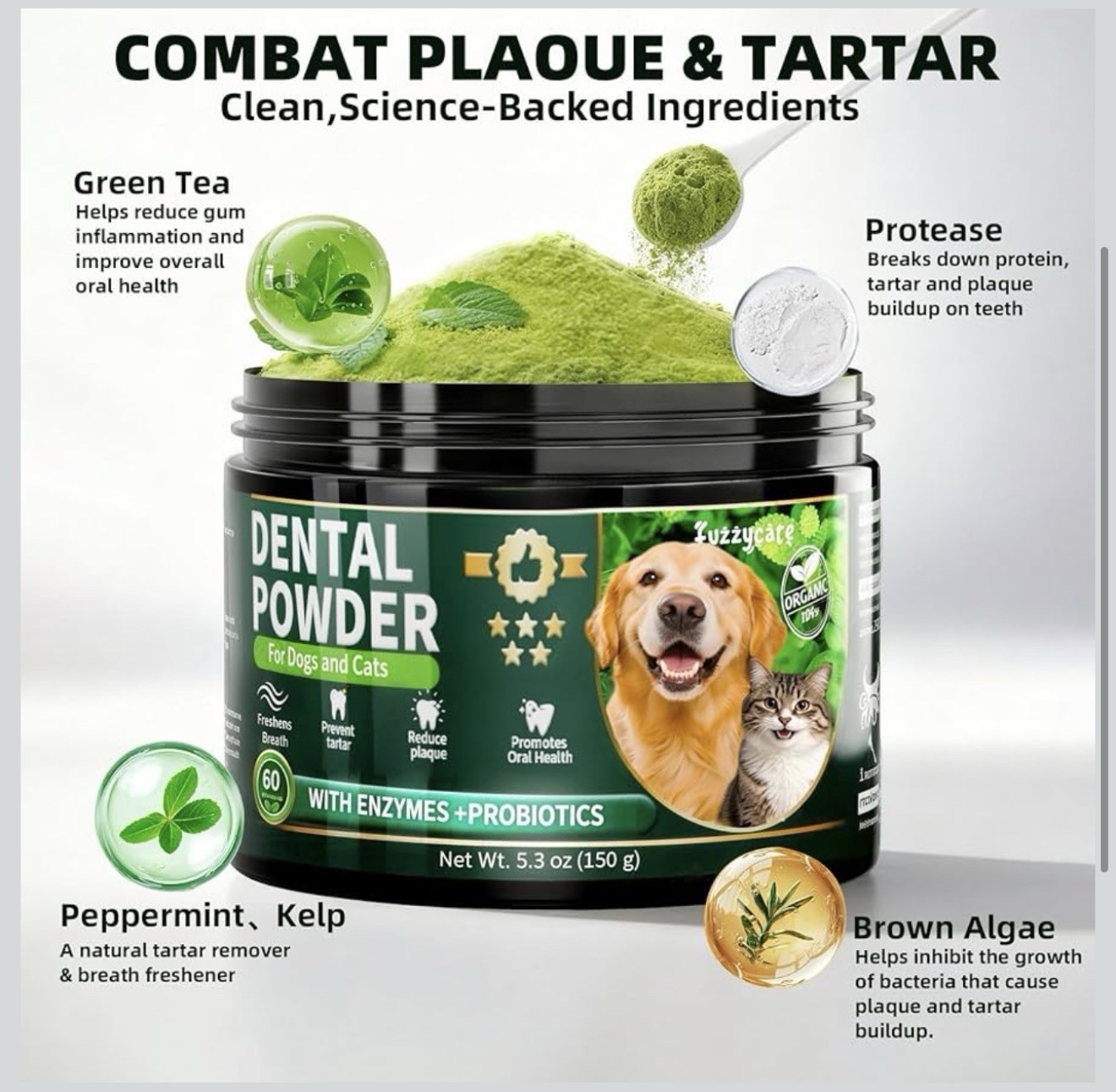 Dental Powder for Dog and Cat Cleaning Powder With Natural Herbal 1 Pack For 2