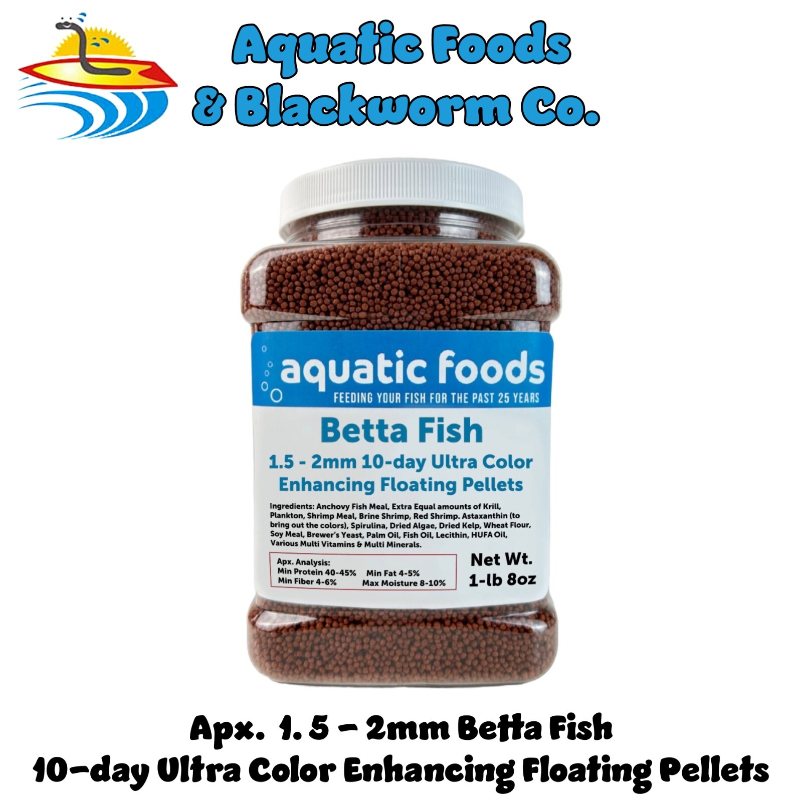 Betta Fish, Ultra Color Enhancing Floating Pellets for 10-Day Color Change. JAR
