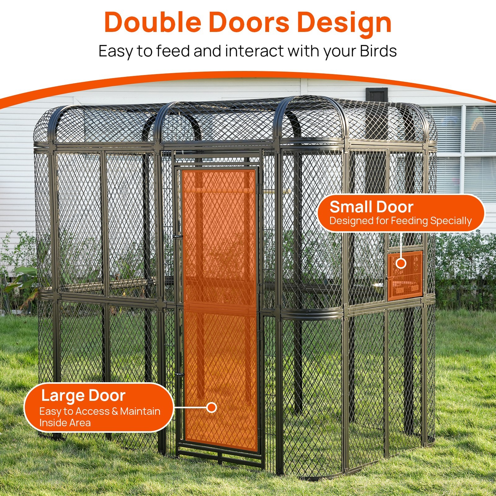 Slight Defect 77″ Large Walk-in Iron Flight Bird Cage Aviary Parrot Macaw Finch