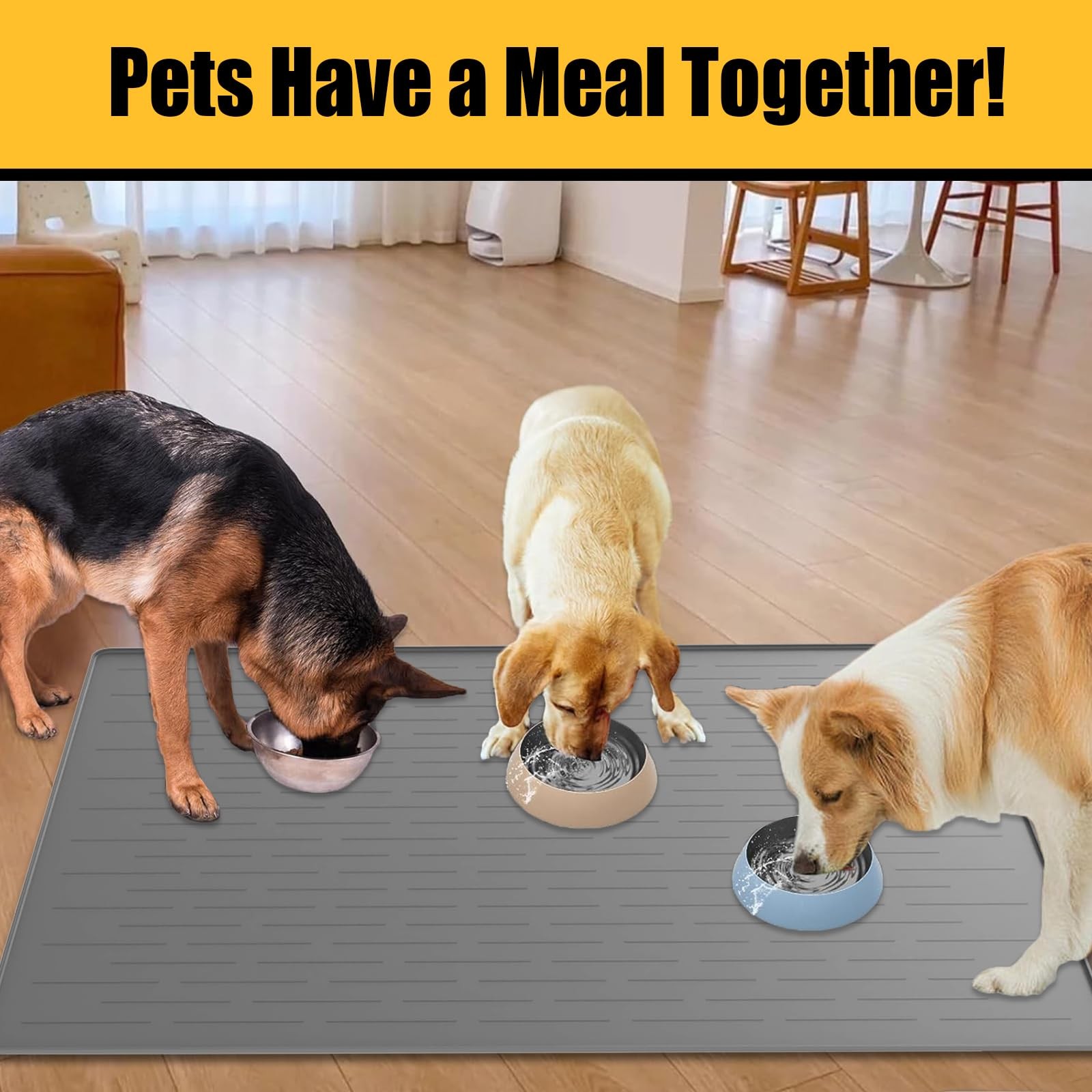 1.5MM Super Thick Dog Food Mat 40×30 Inch Silicone Waterproof Feeding Black